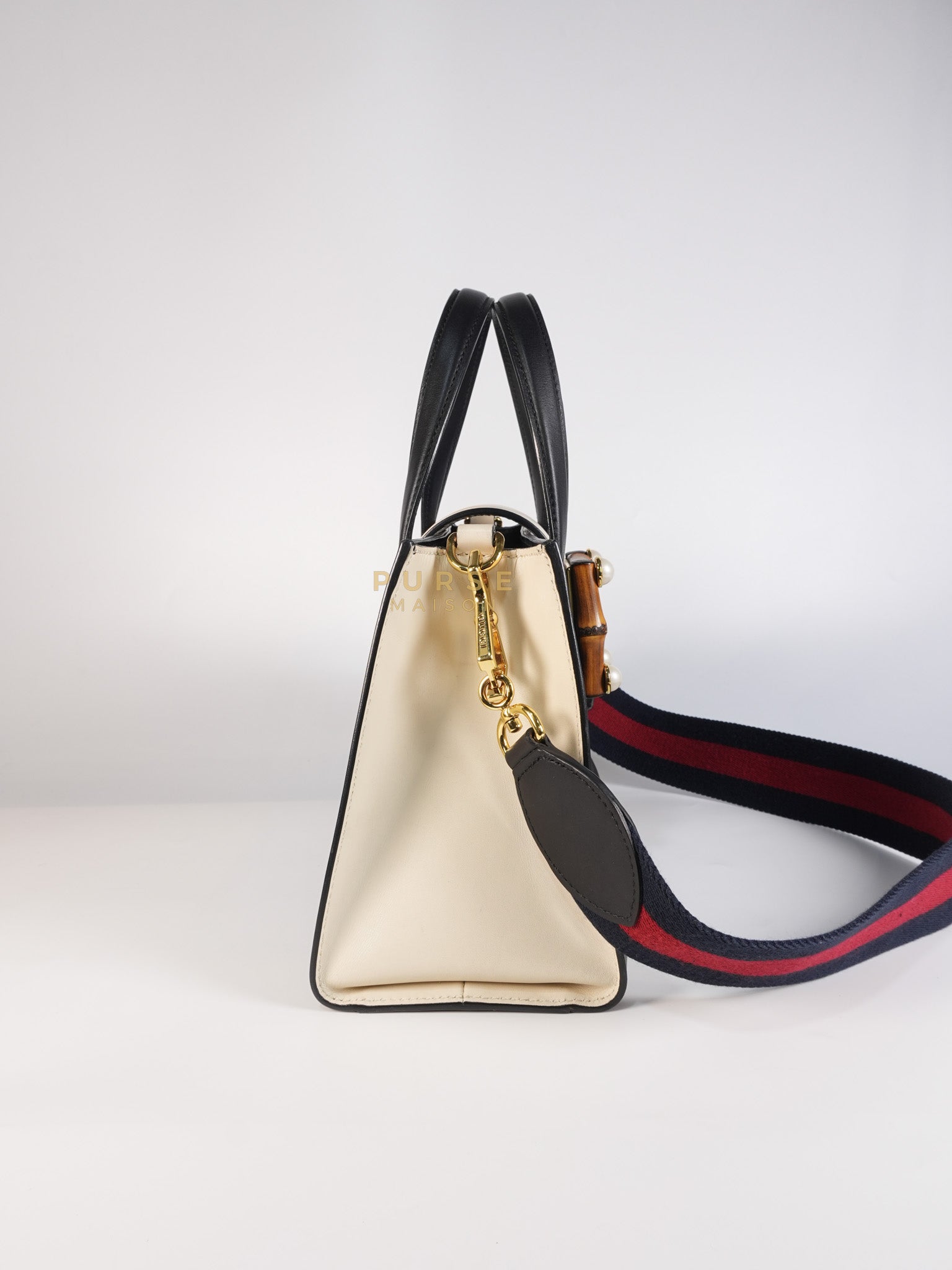 Bamboo Buckle Bi-Color Black/White Tote Bag | Purse Maison Luxury Bags Shop