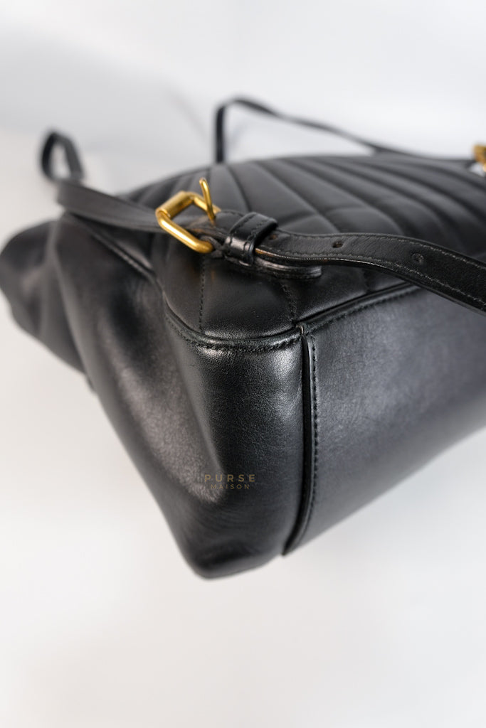 Bamboo Queen Mangaret in Black Smooth Leather Backpack | Purse Maison Luxury Bags Shop