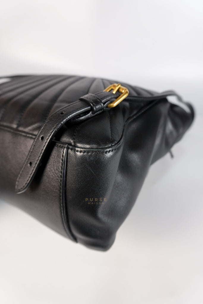 Bamboo Queen Mangaret in Black Smooth Leather Backpack | Purse Maison Luxury Bags Shop