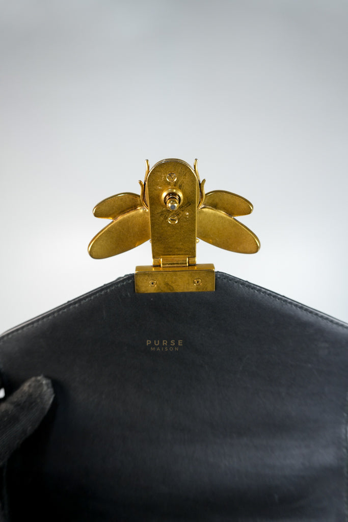 Bamboo Queen Mangaret in Black Smooth Leather Backpack | Purse Maison Luxury Bags Shop