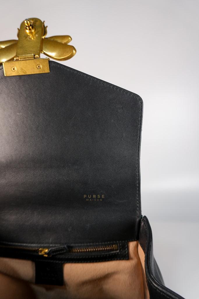 Bamboo Queen Mangaret in Black Smooth Leather Backpack | Purse Maison Luxury Bags Shop