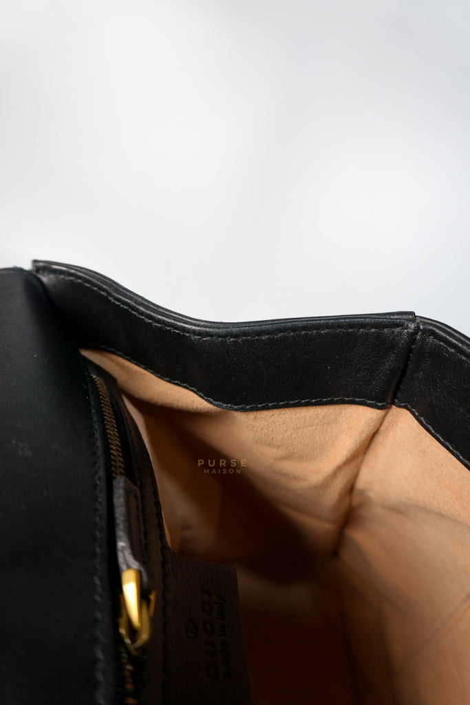 Bamboo Queen Mangaret in Black Smooth Leather Backpack | Purse Maison Luxury Bags Shop