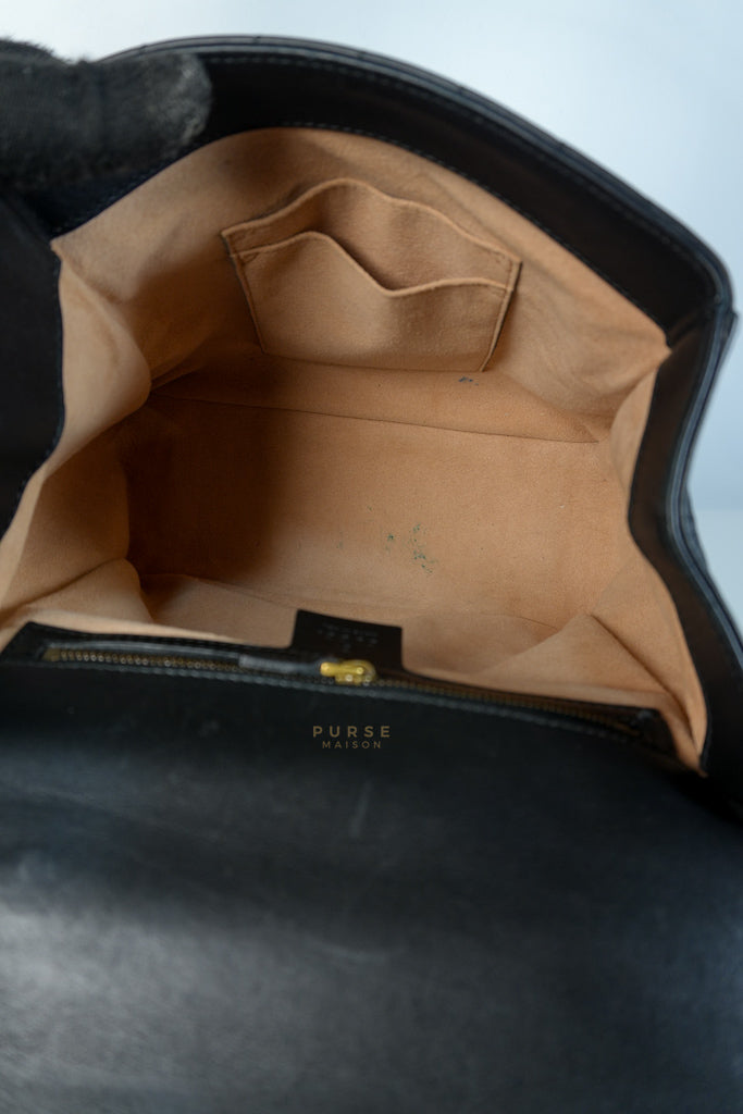 Bamboo Queen Mangaret in Black Smooth Leather Backpack | Purse Maison Luxury Bags Shop