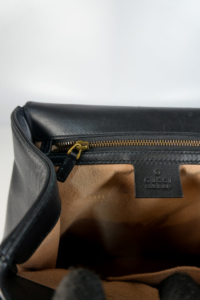 Bamboo Queen Mangaret in Black Smooth Leather Backpack | Purse Maison Luxury Bags Shop