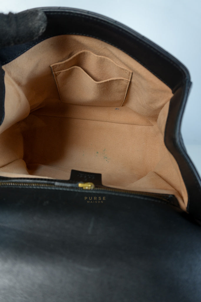 Bamboo Queen Mangaret in Black Smooth Leather Backpack | Purse Maison Luxury Bags Shop