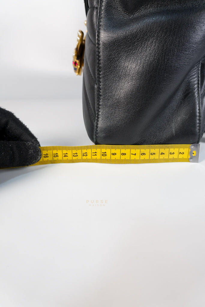 Bamboo Queen Mangaret in Black Smooth Leather Backpack | Purse Maison Luxury Bags Shop