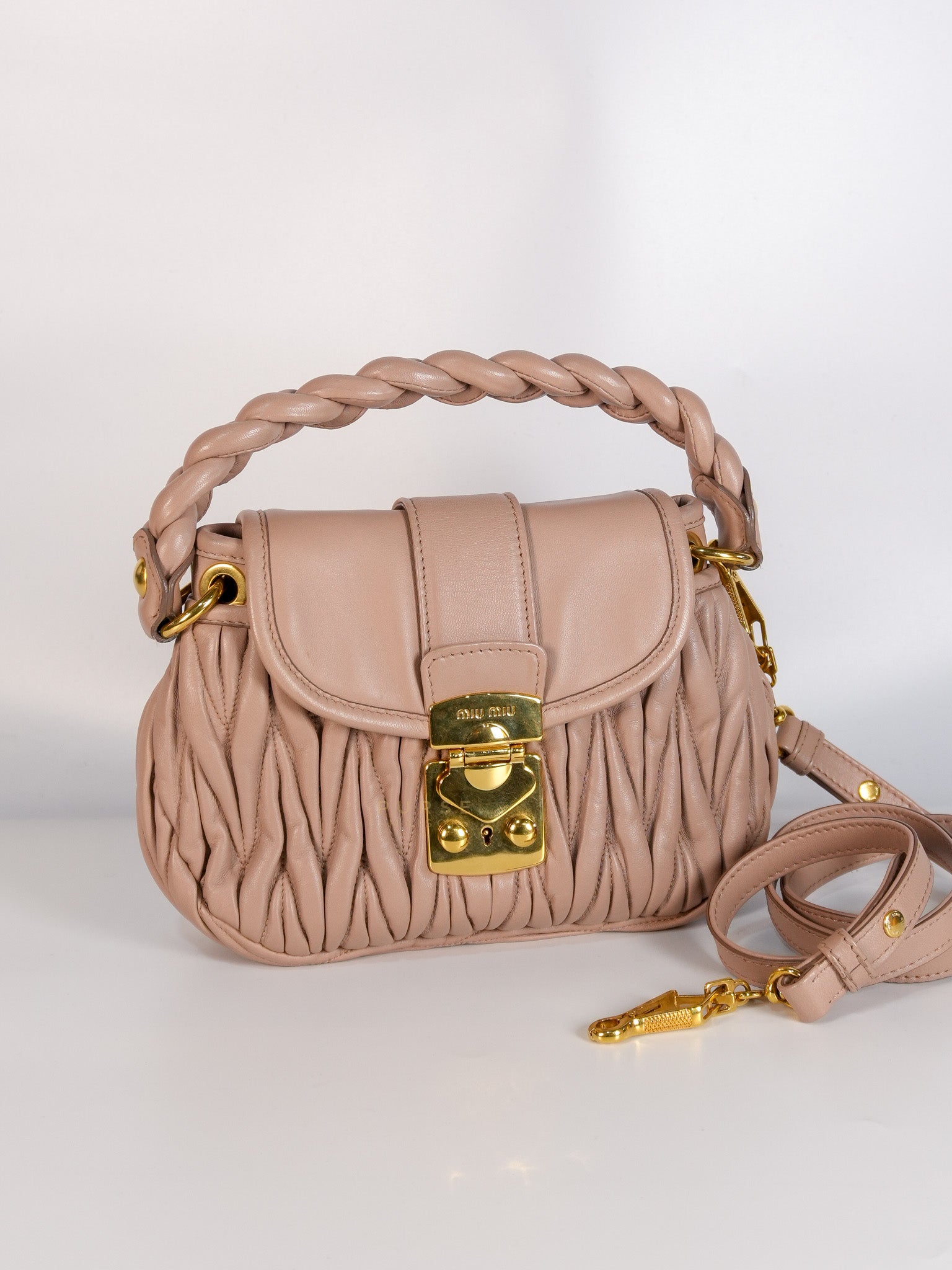 Bandoliera Matelasse Coffer Bag in Cammeo | Purse Maison Luxury Bags Shop