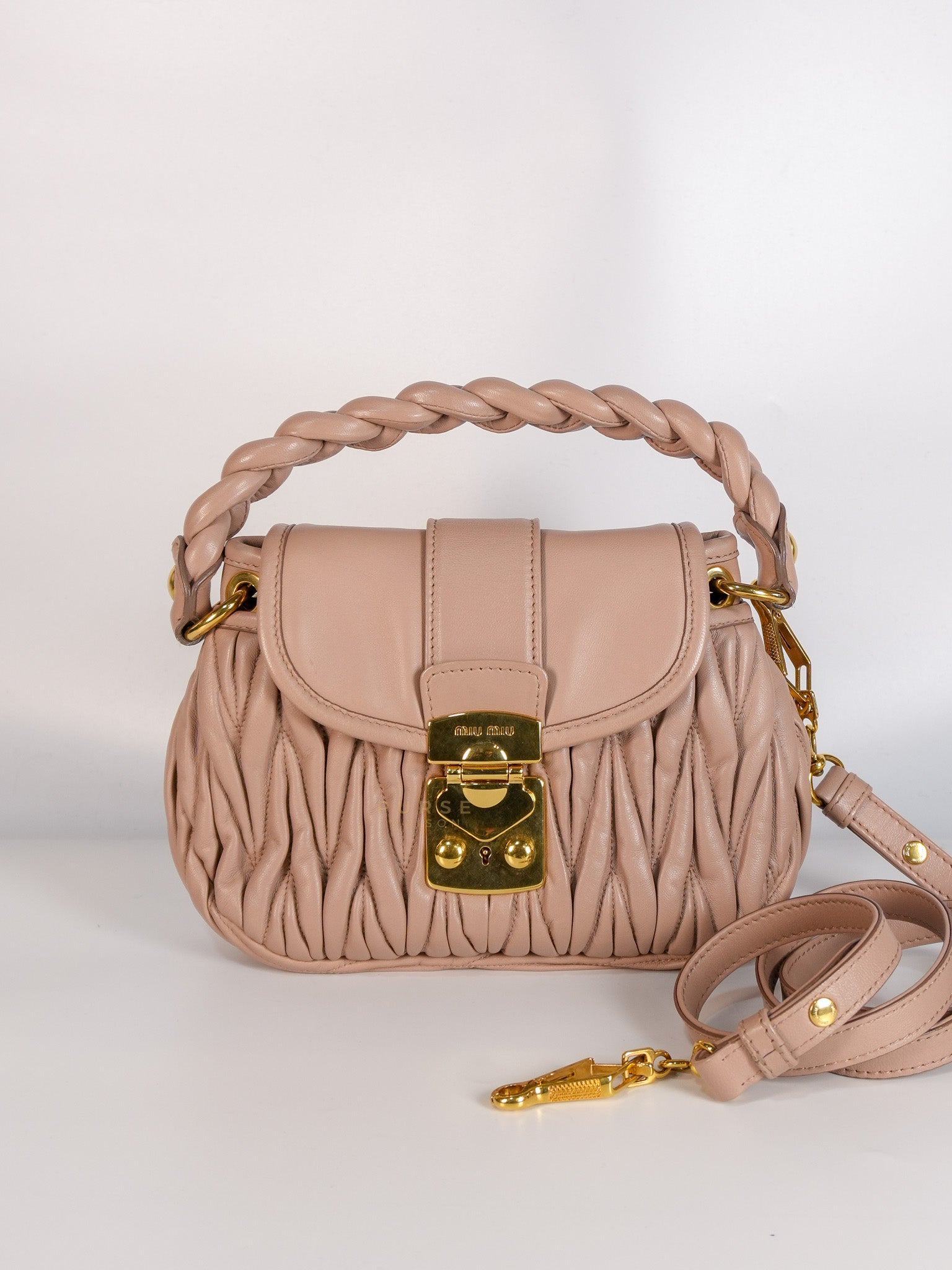 Bandoliera Matelasse Coffer Bag in Cammeo | Purse Maison Luxury Bags Shop