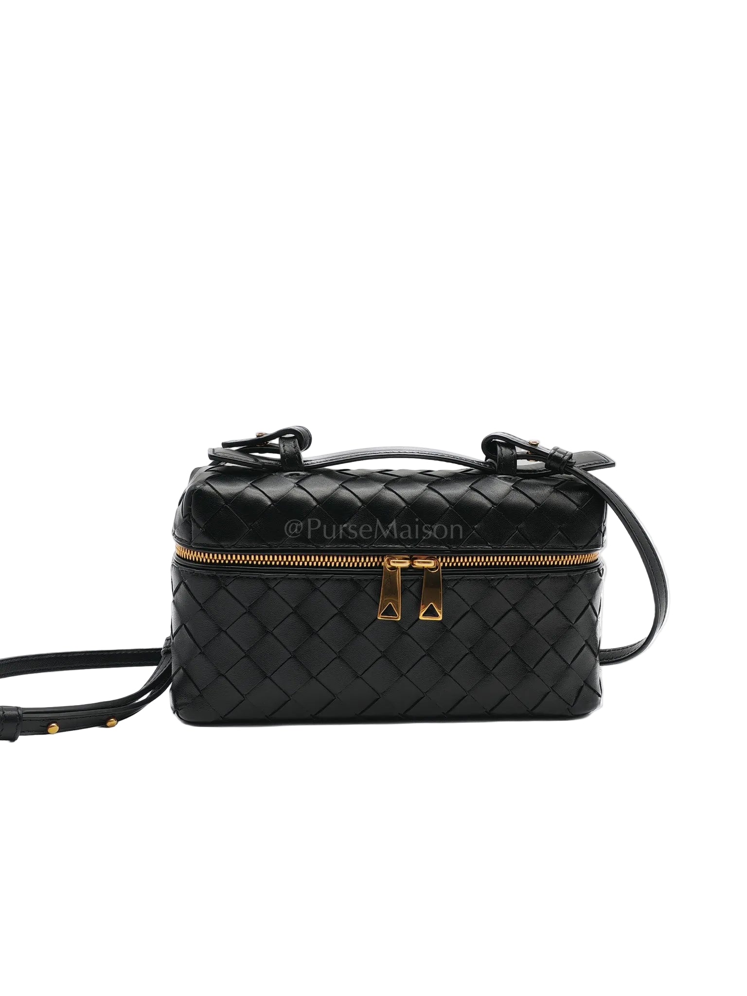 Bang Bang Vanity Case in Black Intrecciato Leather Crossbody Bag | Purse Maison Luxury Bags Shop