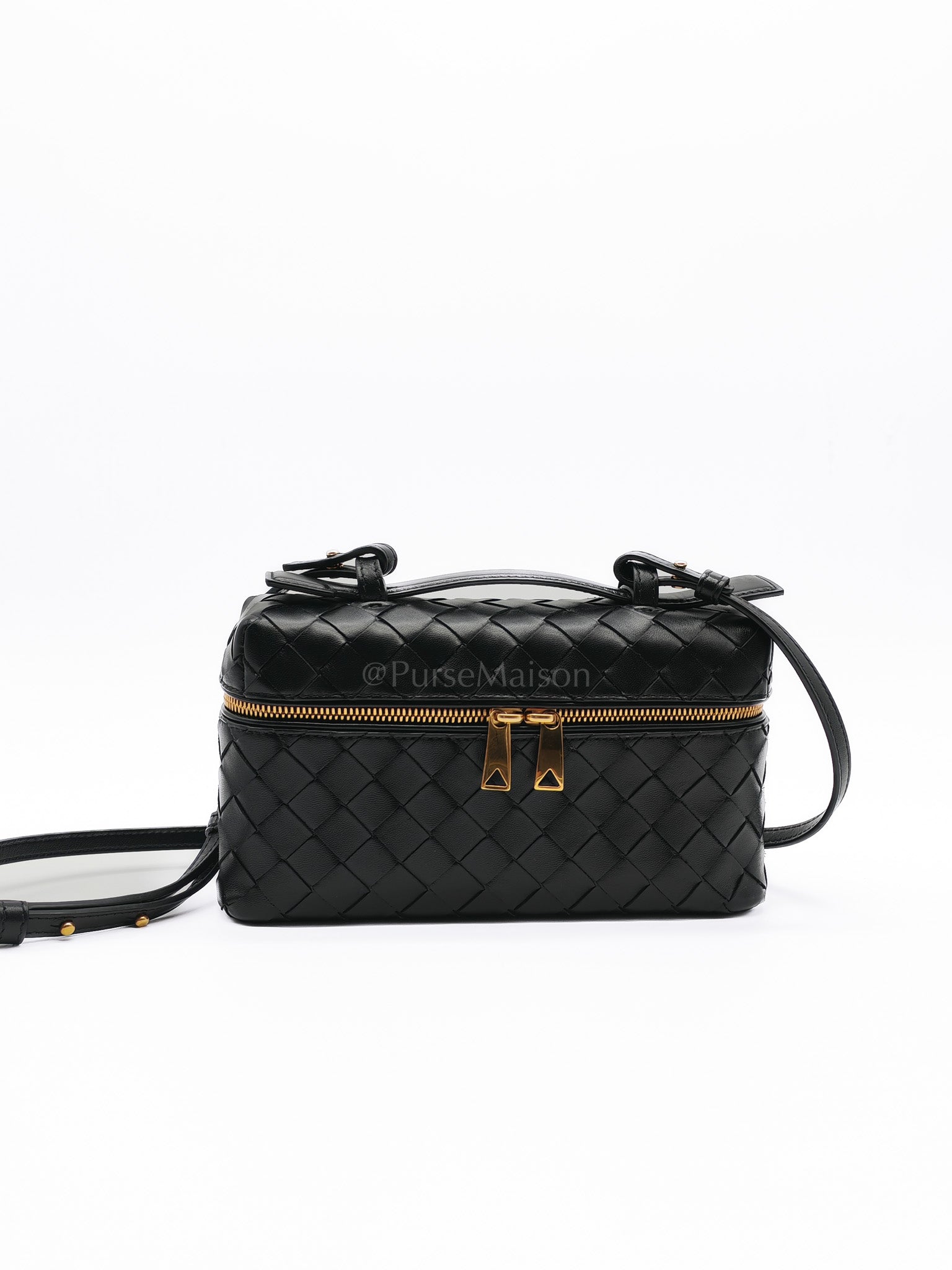 Bang Bang Vanity Case in Black Intrecciato Leather Crossbody Bag | Purse Maison Luxury Bags Shop