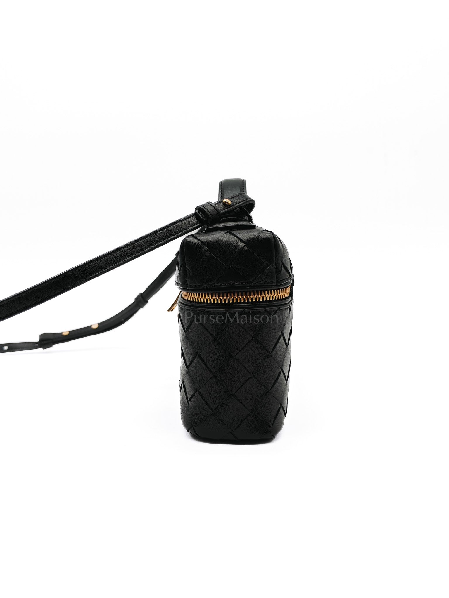 Bang Bang Vanity Case in Black Intrecciato Leather Crossbody Bag | Purse Maison Luxury Bags Shop