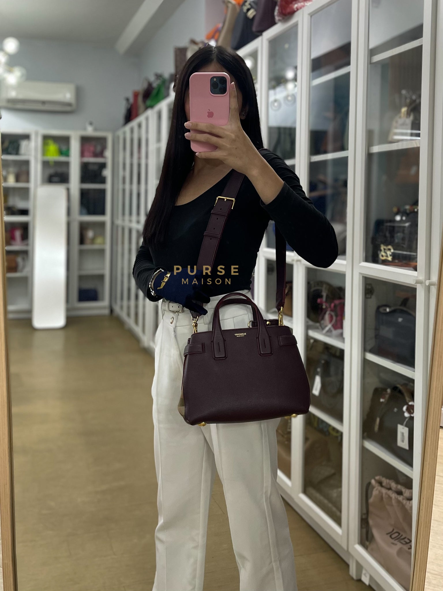 Banner in Mahogany Red Tote Bag | Purse Maison Luxury Bags Shop