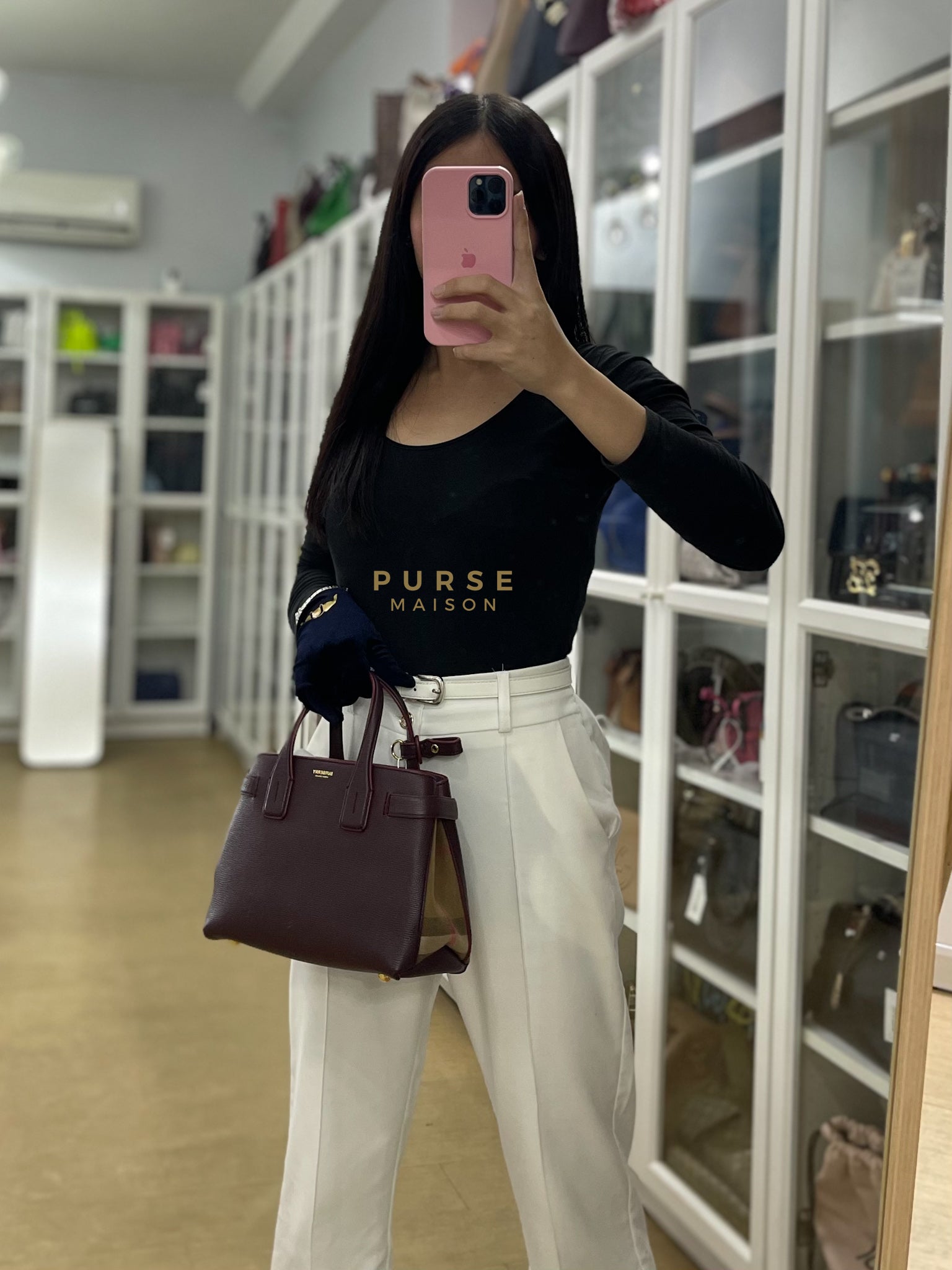 Banner in Mahogany Red Tote Bag | Purse Maison Luxury Bags Shop