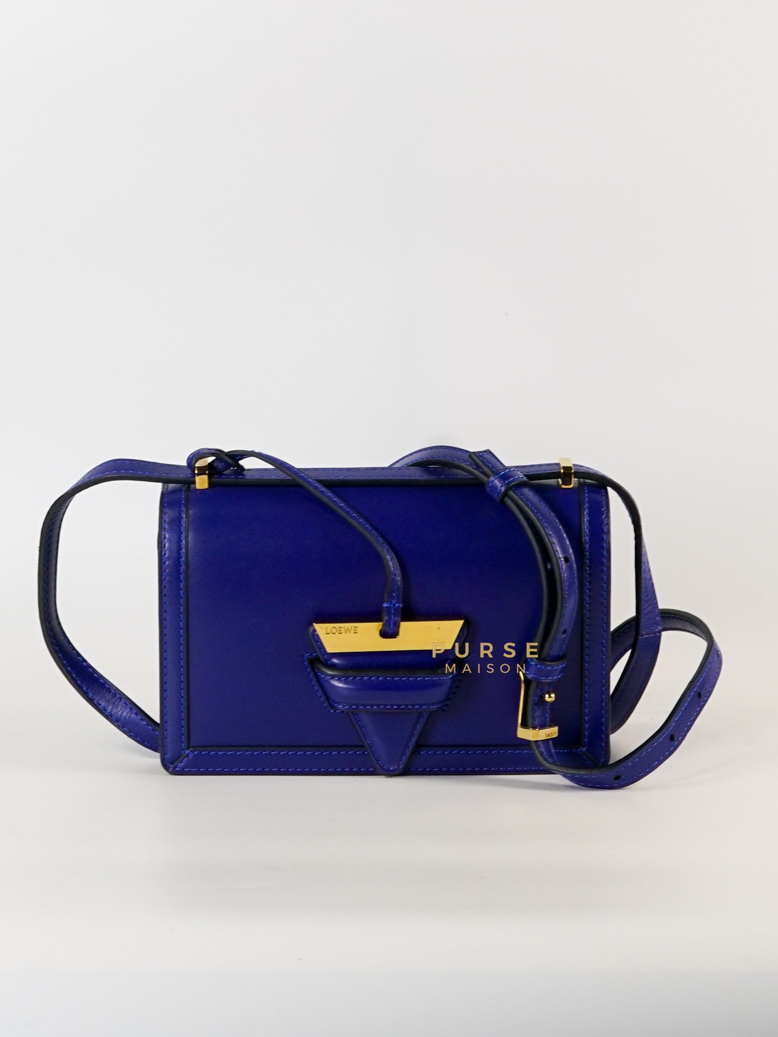 Barcelona in Royal Blue and Silk Calfskin Leather Crossbody Bag | Purse Maison Luxury Bags Shop