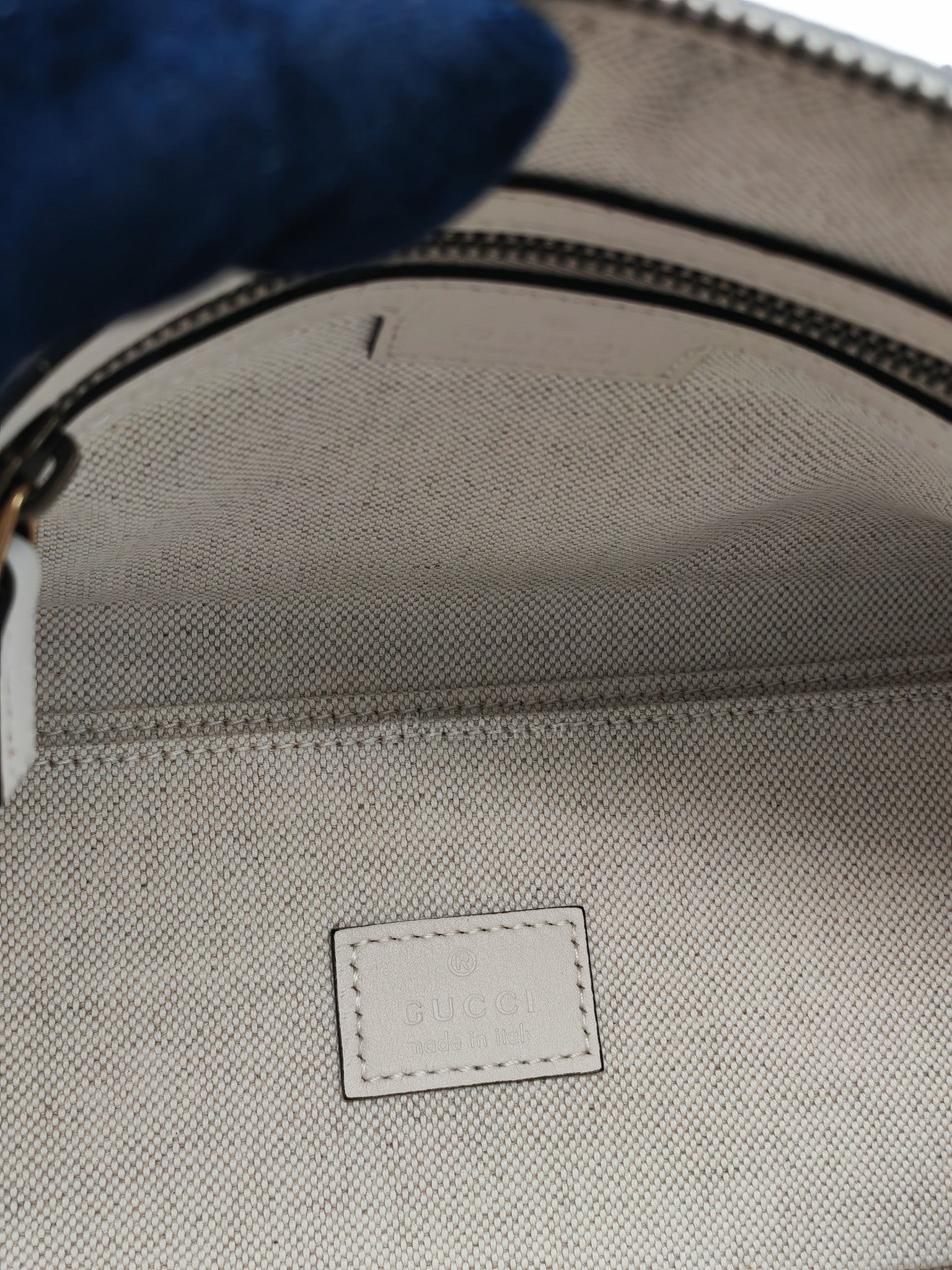Bauletto Duffle Top Handle Bag Mini in Mystic White Koi Calfskin Web Leather | Purse Maison Luxury Bags Shop