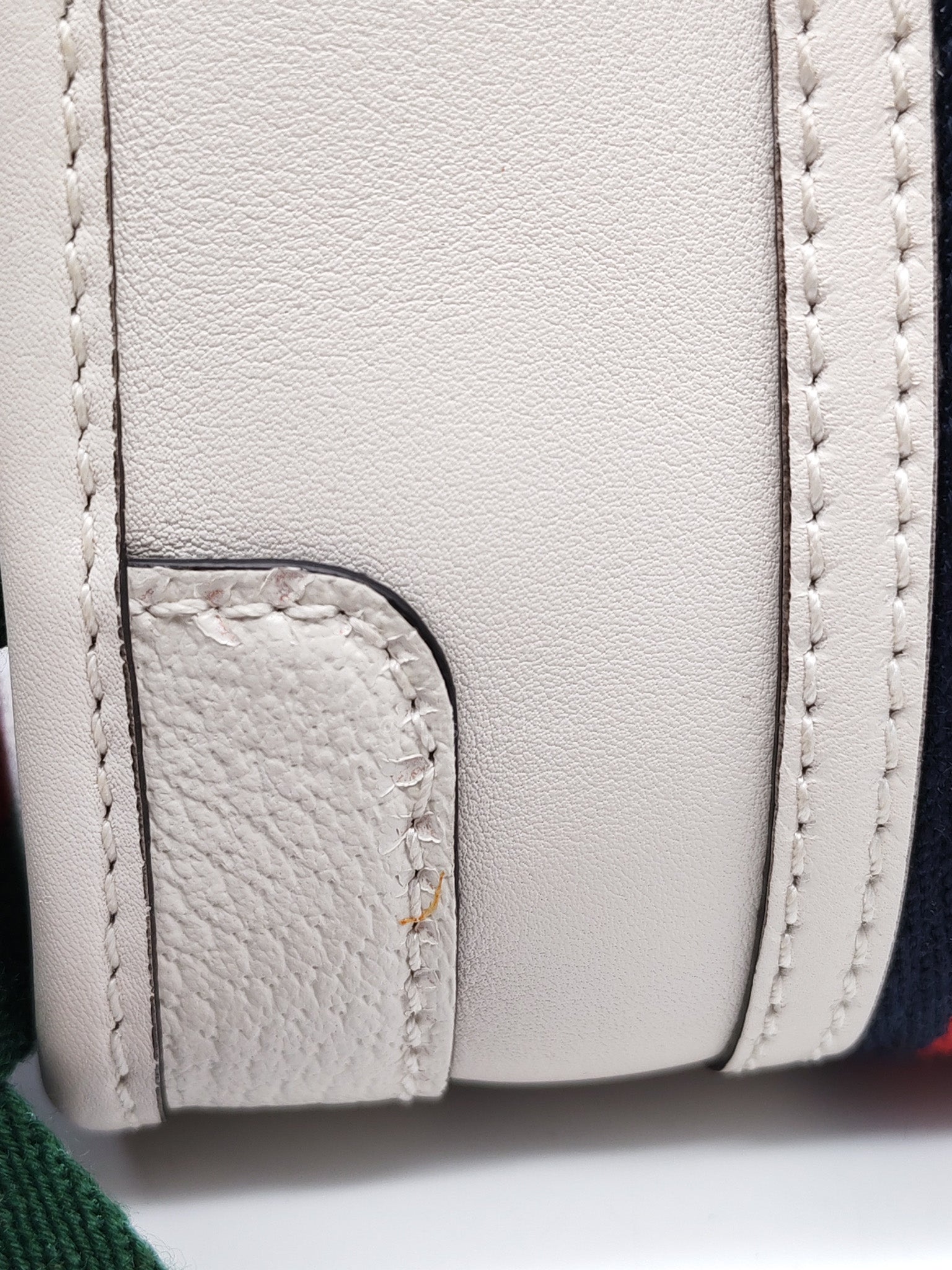 Bauletto Duffle Top Handle Bag Mini in Mystic White Koi Calfskin Web Leather | Purse Maison Luxury Bags Shop