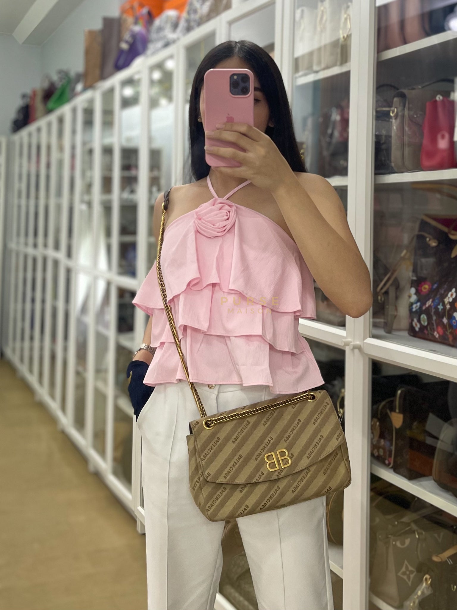 BB logo Chain Monogram Shoulder Bag | Purse Maison Luxury Bags Shop