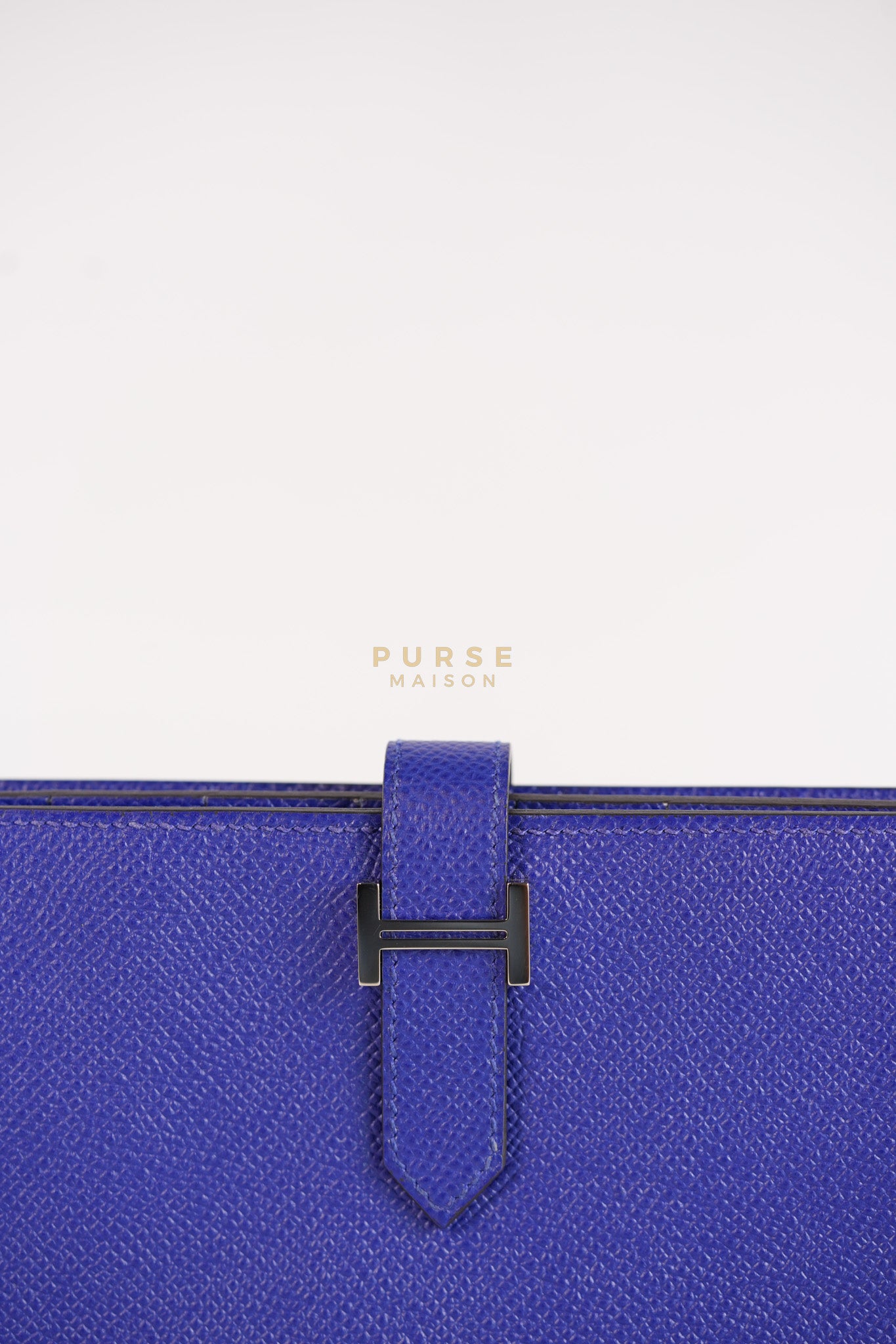 Bearn Gusset Wallet Blue Electric in Epsom Leather and Palladium Hardware Stamp B (2023) | Purse Maison Luxury Bags Shop