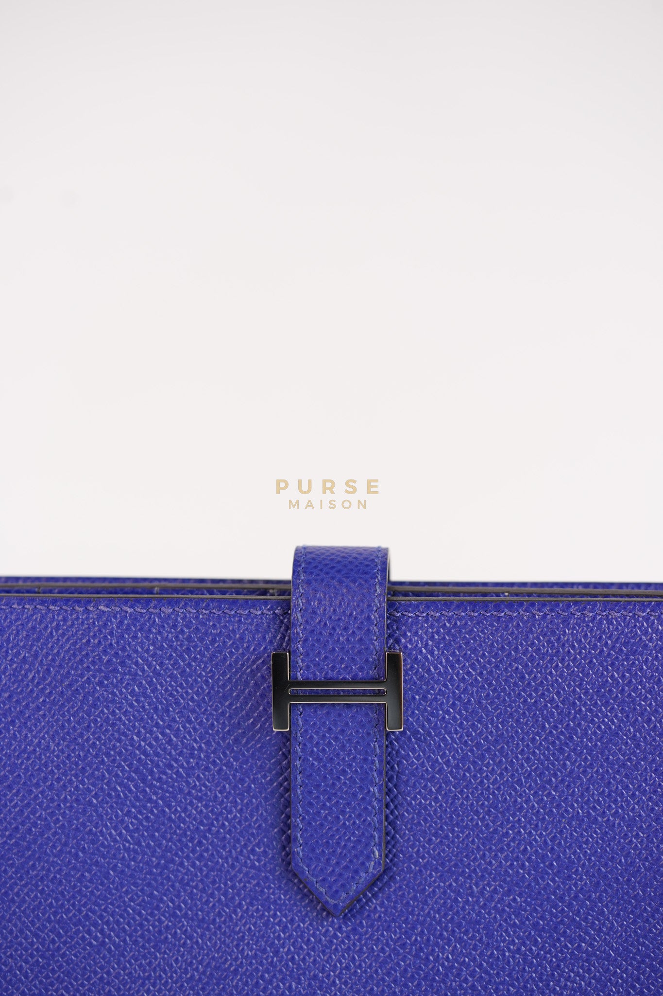 Bearn Gusset Wallet Blue Electric in Epsom Leather and Palladium Hardware Stamp B (2023) | Purse Maison Luxury Bags Shop