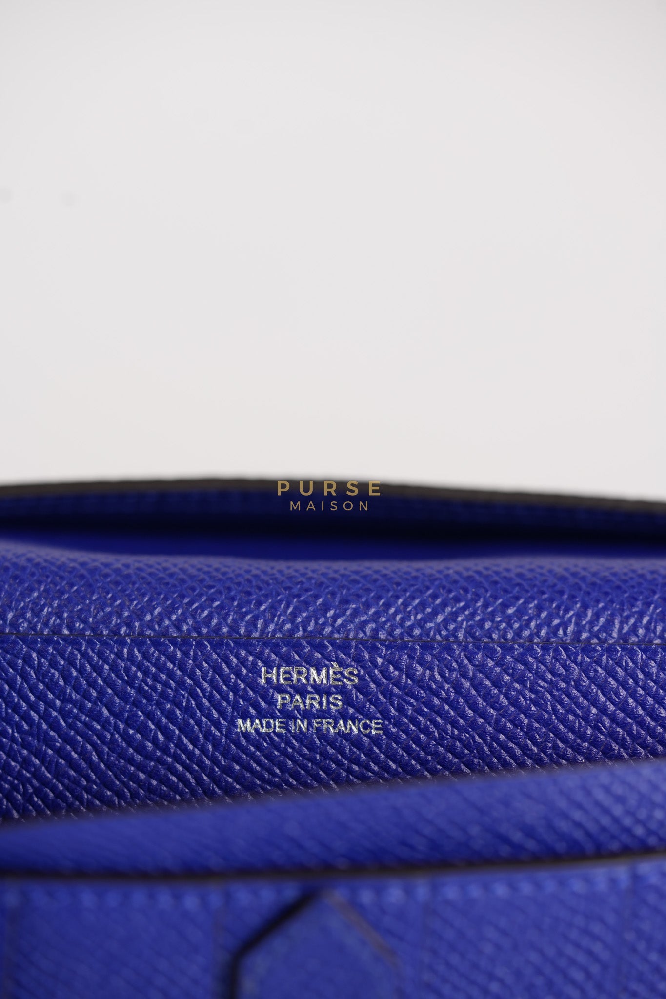 Bearn Gusset Wallet Blue Electric in Epsom Leather and Palladium Hardware Stamp B (2023) | Purse Maison Luxury Bags Shop