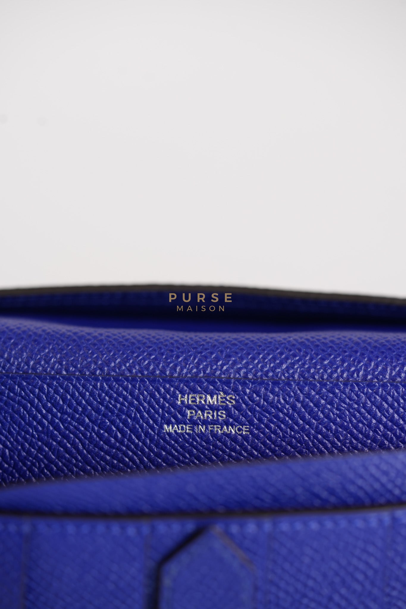 Bearn Gusset Wallet Blue Electric in Epsom Leather and Palladium Hardware Stamp B (2023) | Purse Maison Luxury Bags Shop