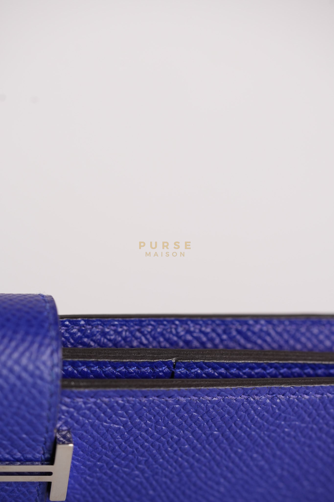 Bearn Gusset Wallet Blue Electric in Epsom Leather and Palladium Hardware Stamp B (2023) | Purse Maison Luxury Bags Shop