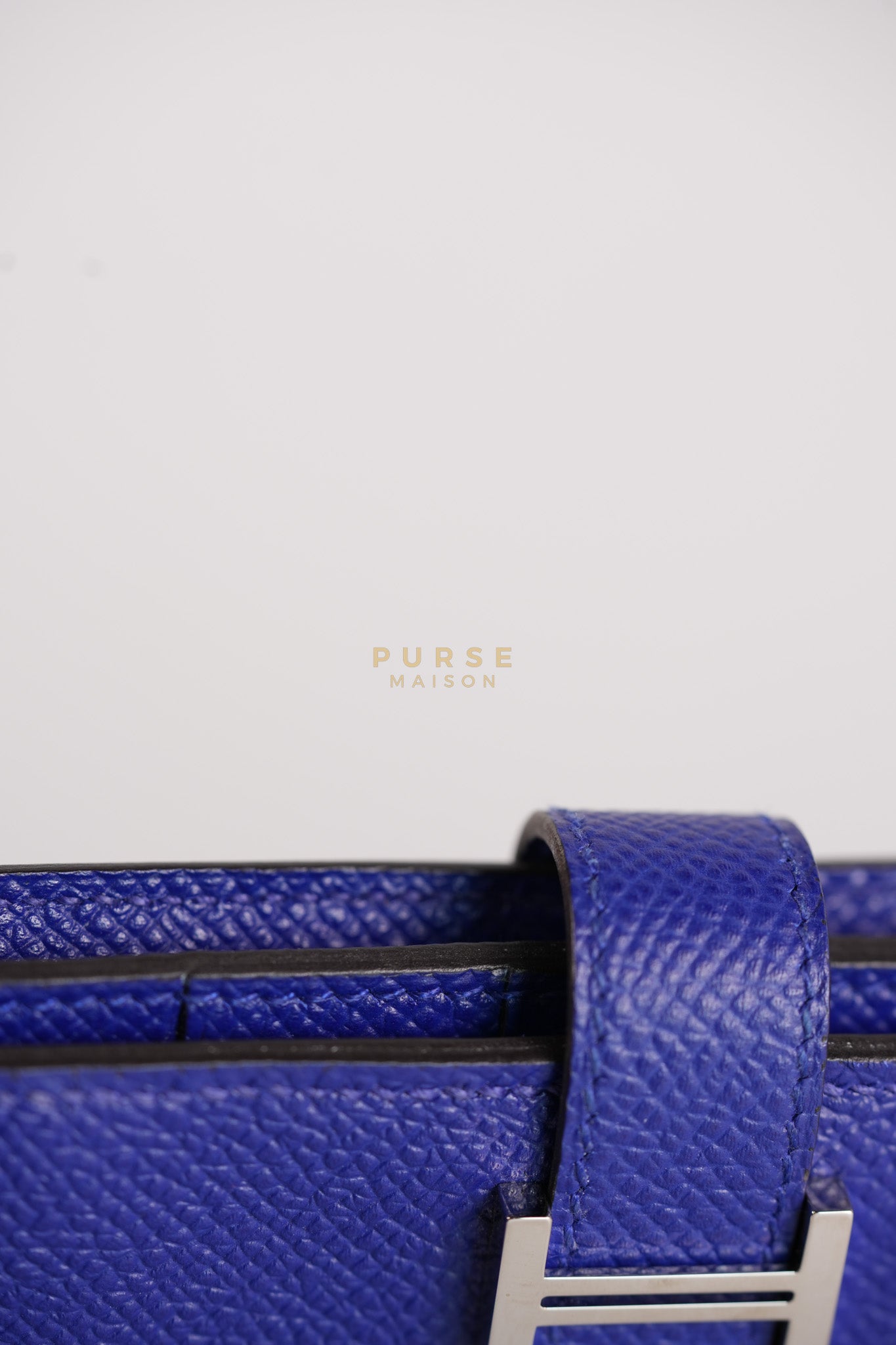 Bearn Gusset Wallet Blue Electric in Epsom Leather and Palladium Hardware Stamp B (2023) | Purse Maison Luxury Bags Shop
