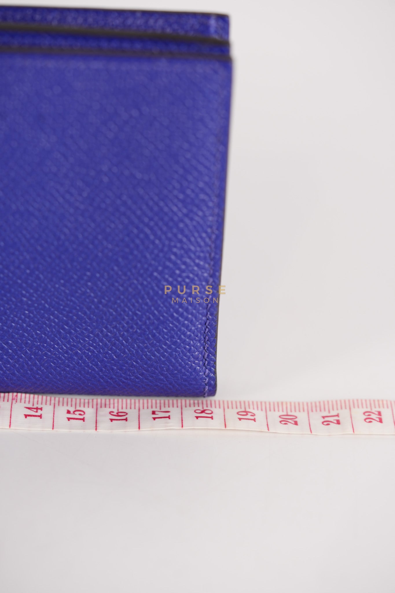 Bearn Gusset Wallet Blue Electric in Epsom Leather and Palladium Hardware Stamp B (2023) | Purse Maison Luxury Bags Shop