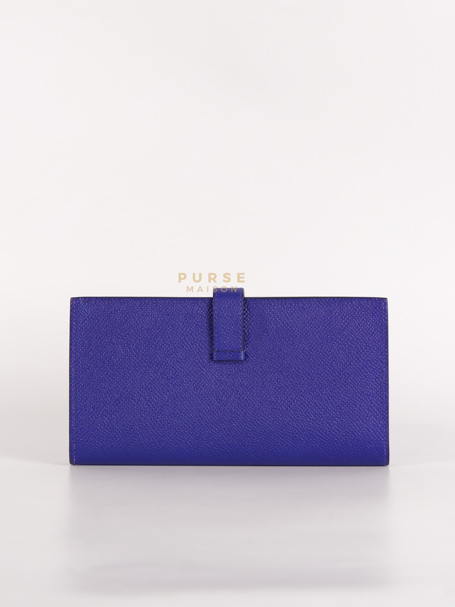 Bearn Gusset Wallet Blue Electric in Epsom Leather and Palladium Hardware Stamp B (2023) | Purse Maison Luxury Bags Shop