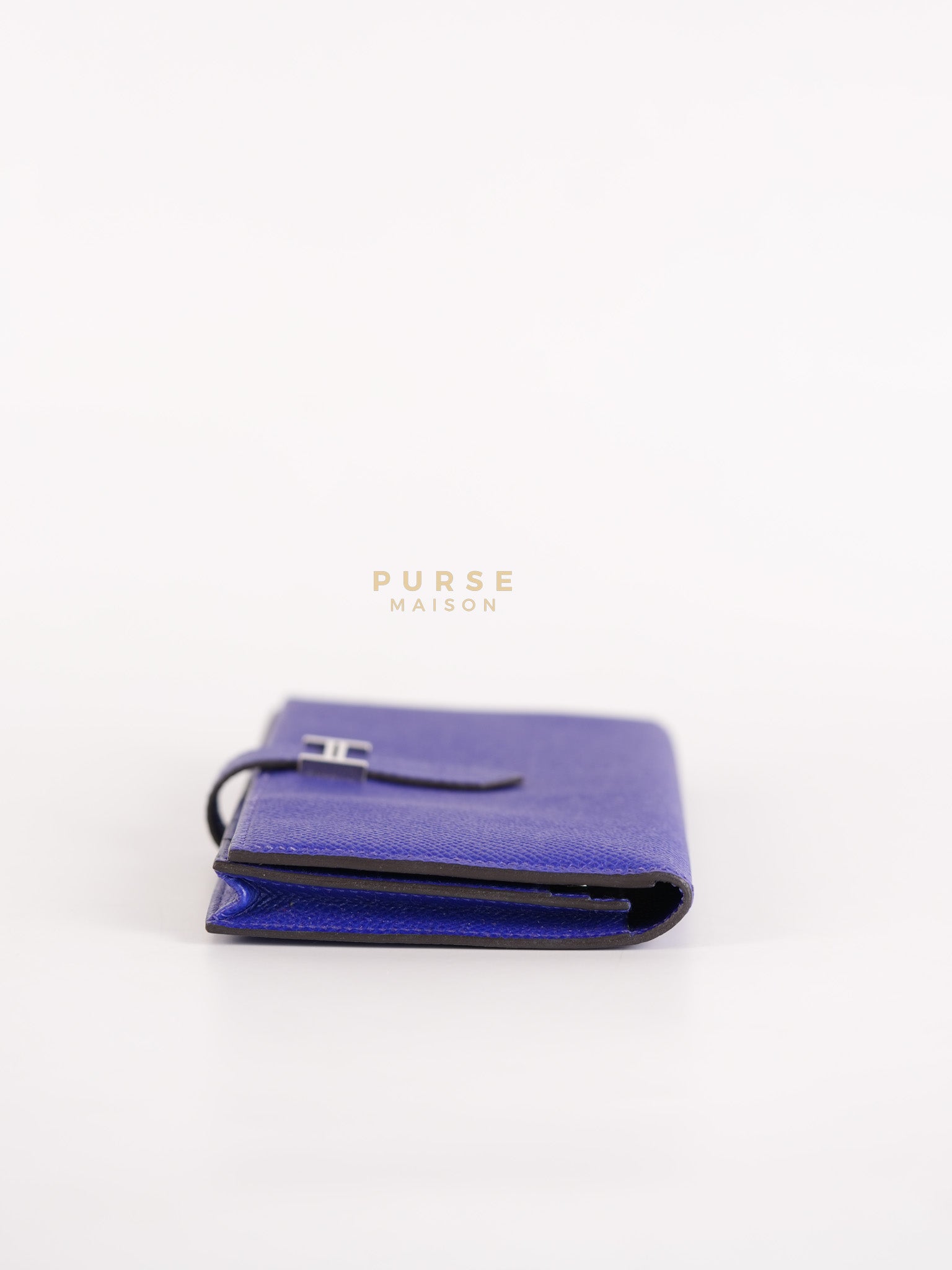 Bearn Gusset Wallet Blue Electric in Epsom Leather and Palladium Hardware Stamp B (2023) | Purse Maison Luxury Bags Shop