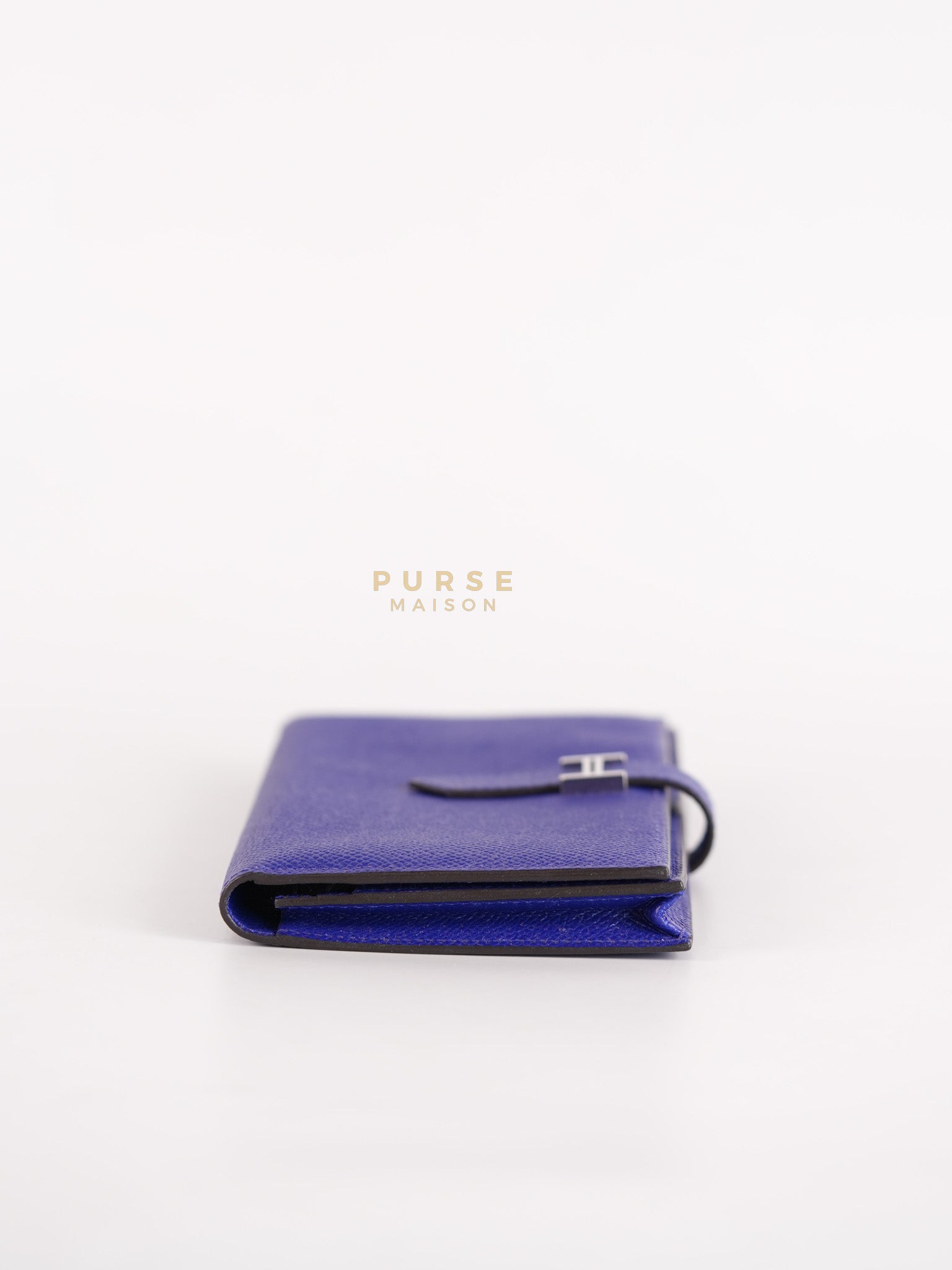 Bearn Gusset Wallet Blue Electric in Epsom Leather and Palladium Hardware Stamp B (2023) | Purse Maison Luxury Bags Shop