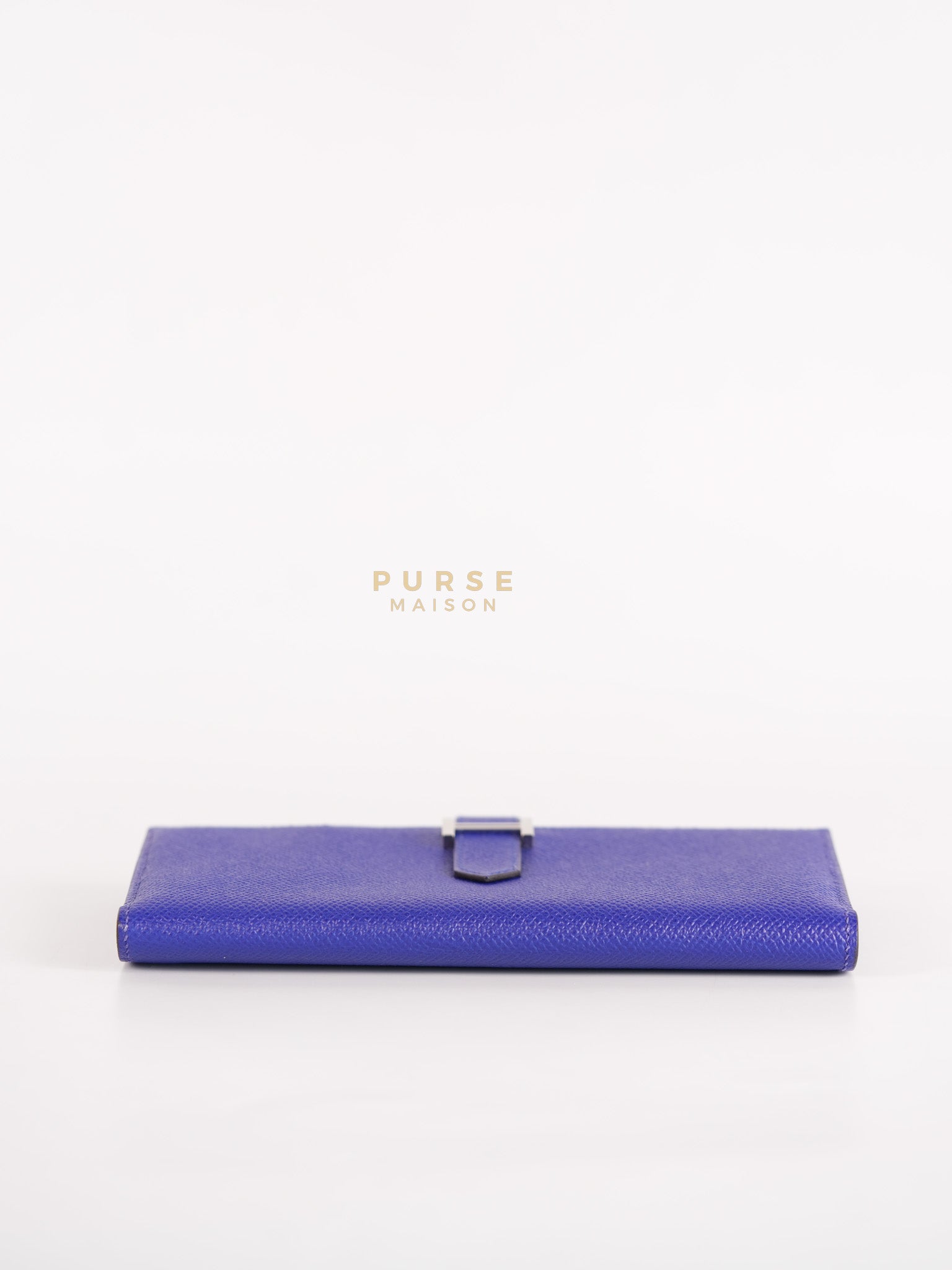 Bearn Gusset Wallet Blue Electric in Epsom Leather and Palladium Hardware Stamp B (2023) | Purse Maison Luxury Bags Shop