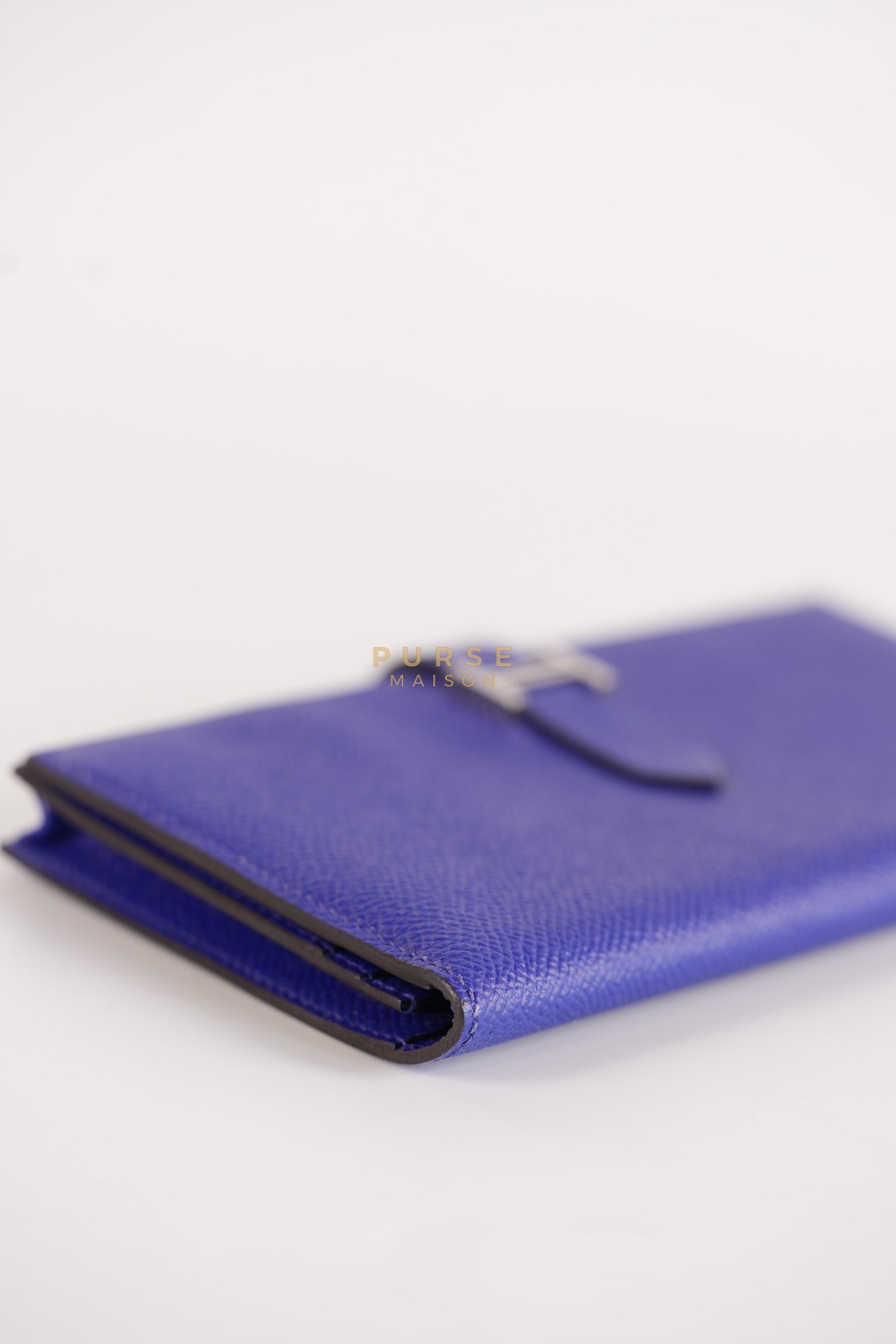 Bearn Gusset Wallet Blue Electric in Epsom Leather and Palladium Hardware Stamp B (2023) | Purse Maison Luxury Bags Shop