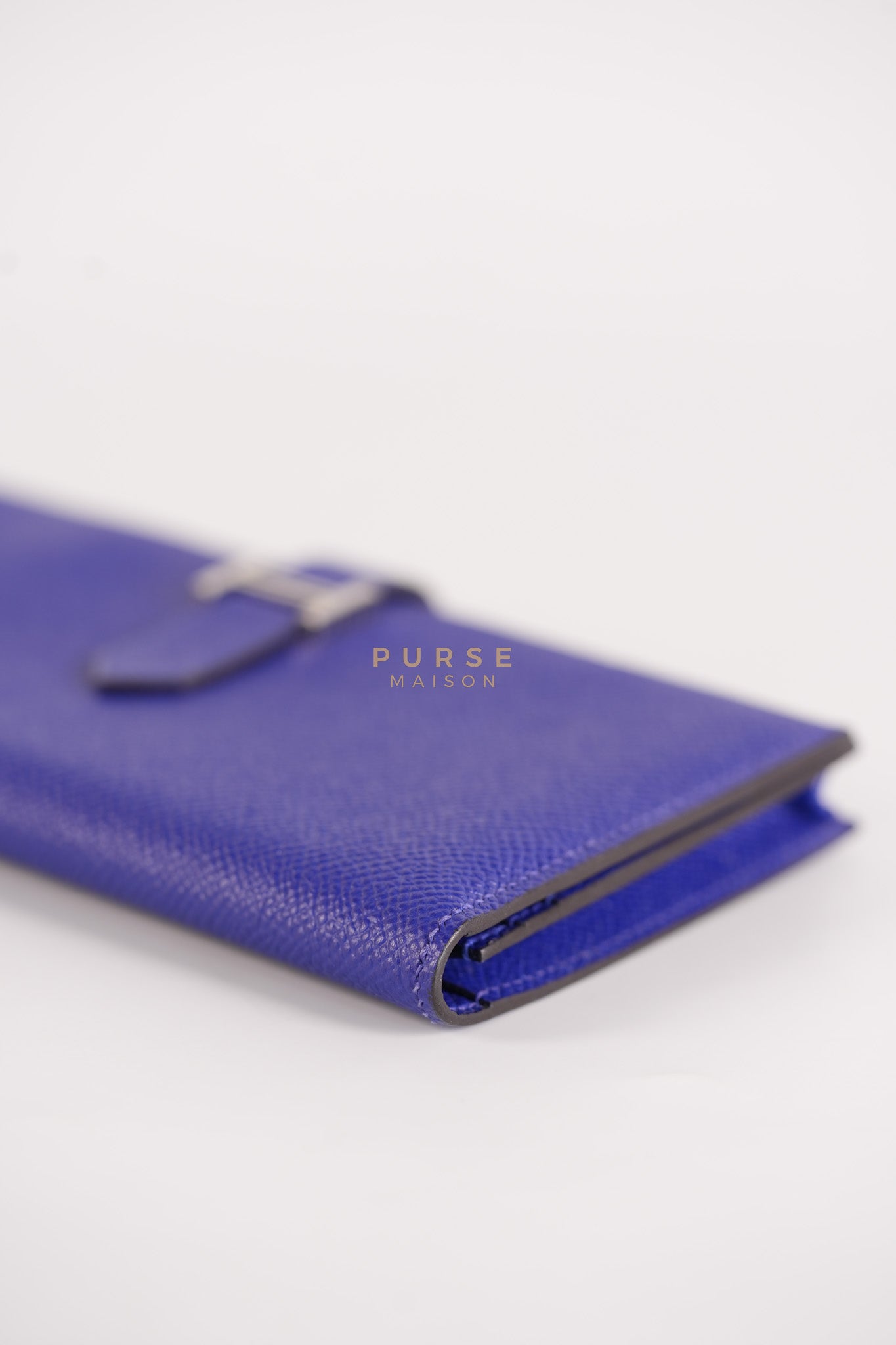 Bearn Gusset Wallet Blue Electric in Epsom Leather and Palladium Hardware Stamp B (2023) | Purse Maison Luxury Bags Shop