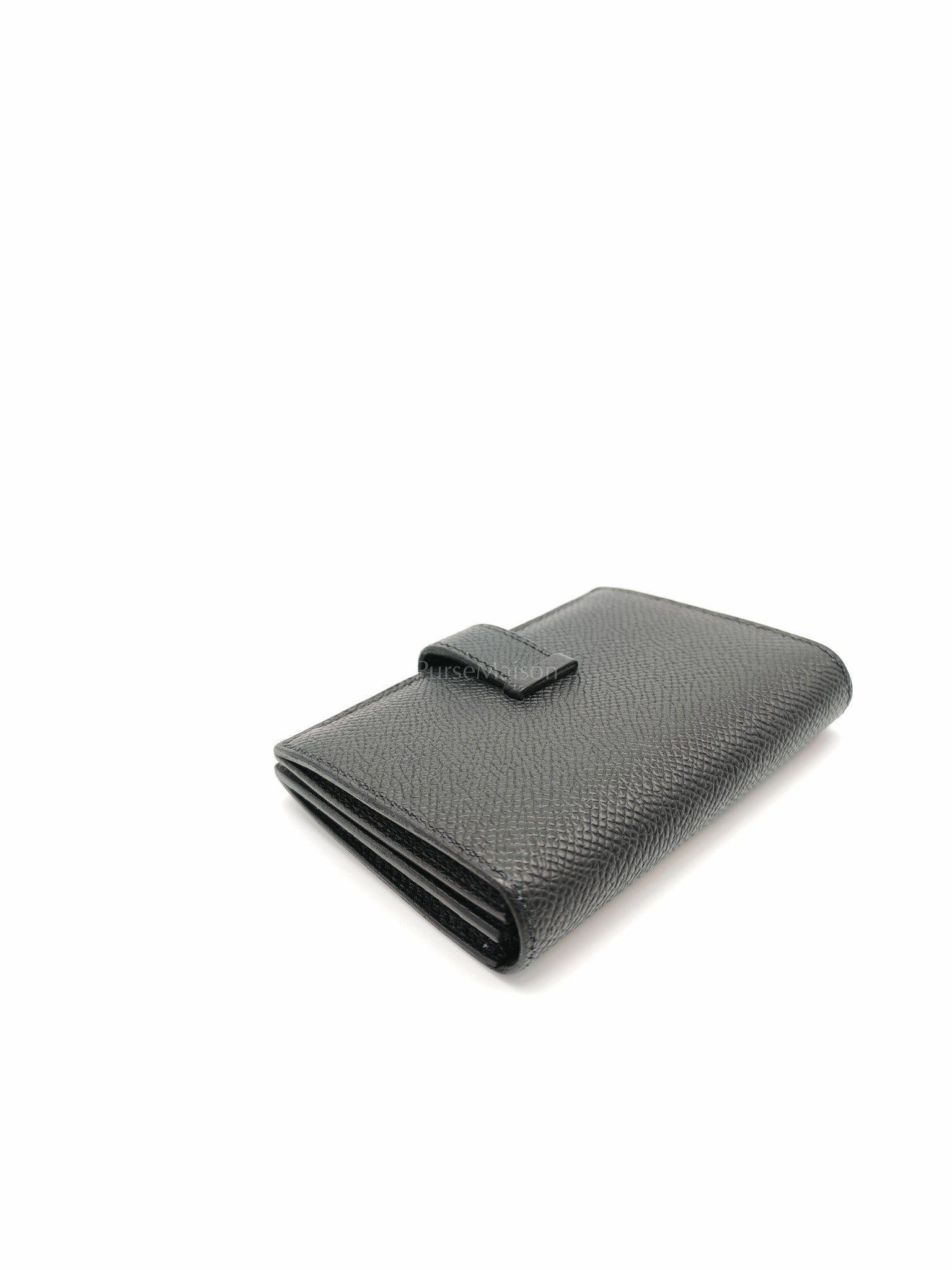 Bearn in Black Epsom Leather and Gold Hardware Card Holder Stamp B (2023) | Purse Maison Luxury Bags Shop