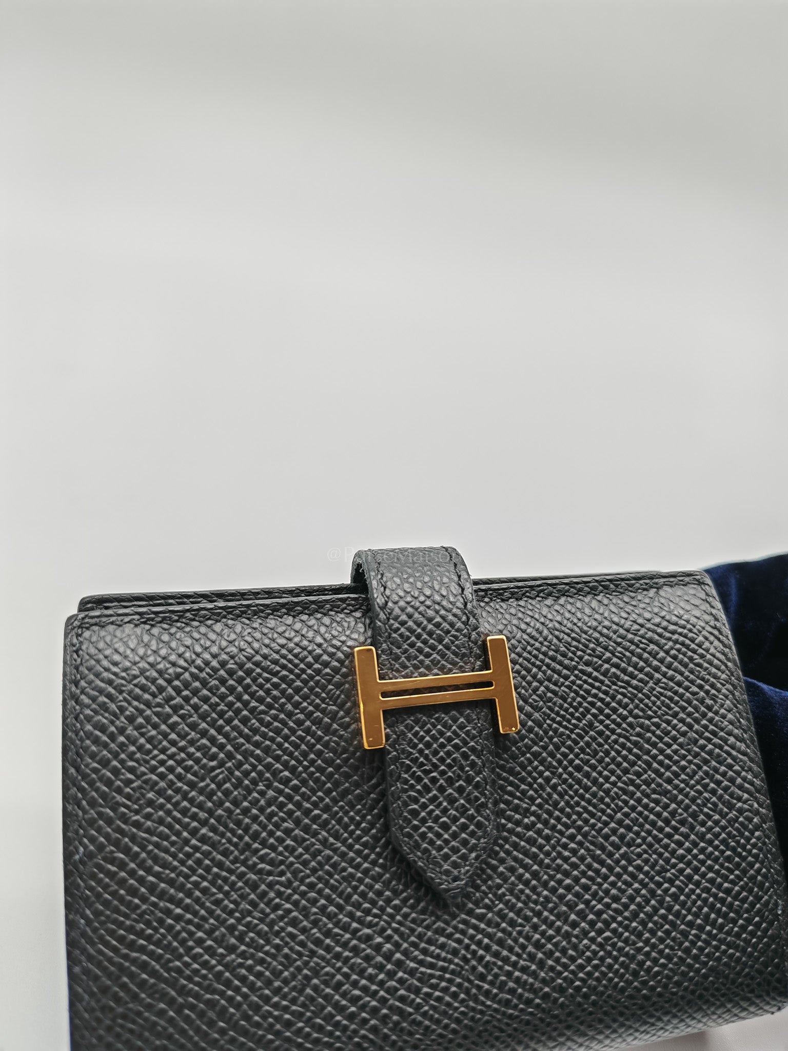 Bearn in Black Epsom Leather and Gold Hardware Card Holder Stamp B (2023) | Purse Maison Luxury Bags Shop