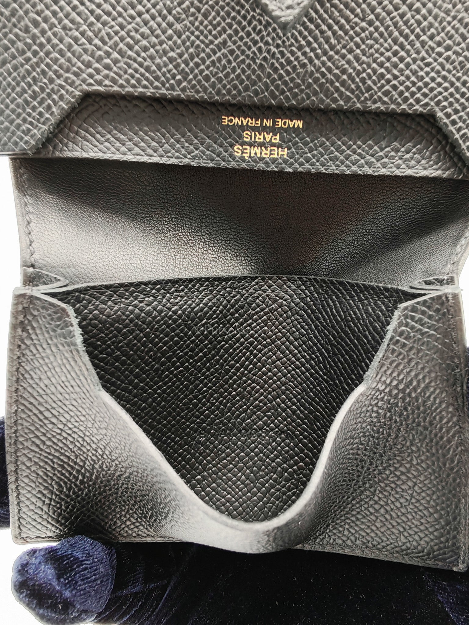 Bearn in Black Epsom Leather and Gold Hardware Card Holder Stamp B (2023) | Purse Maison Luxury Bags Shop