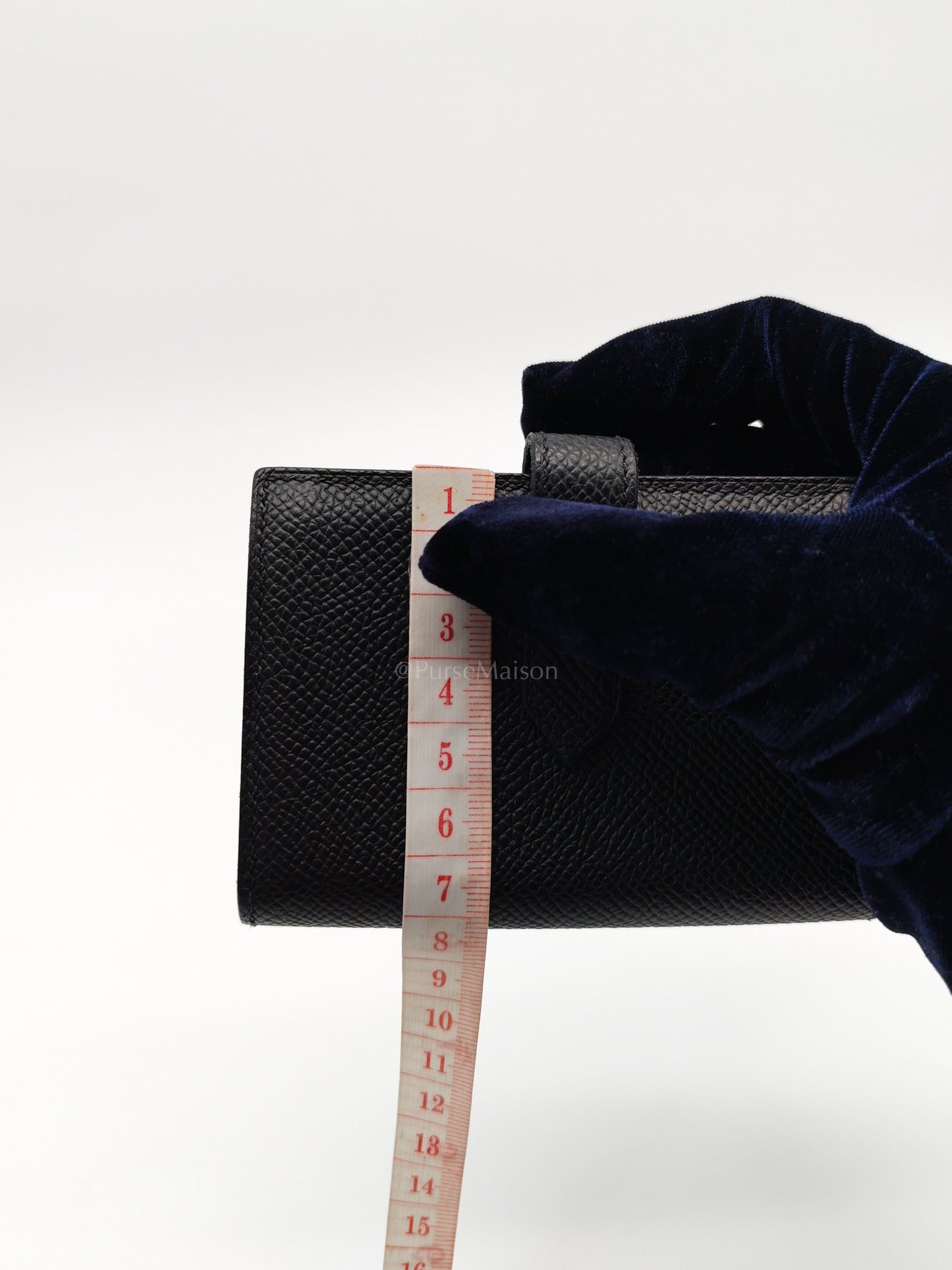 Bearn in Black Epsom Leather and Gold Hardware Card Holder Stamp B (2023) | Purse Maison Luxury Bags Shop