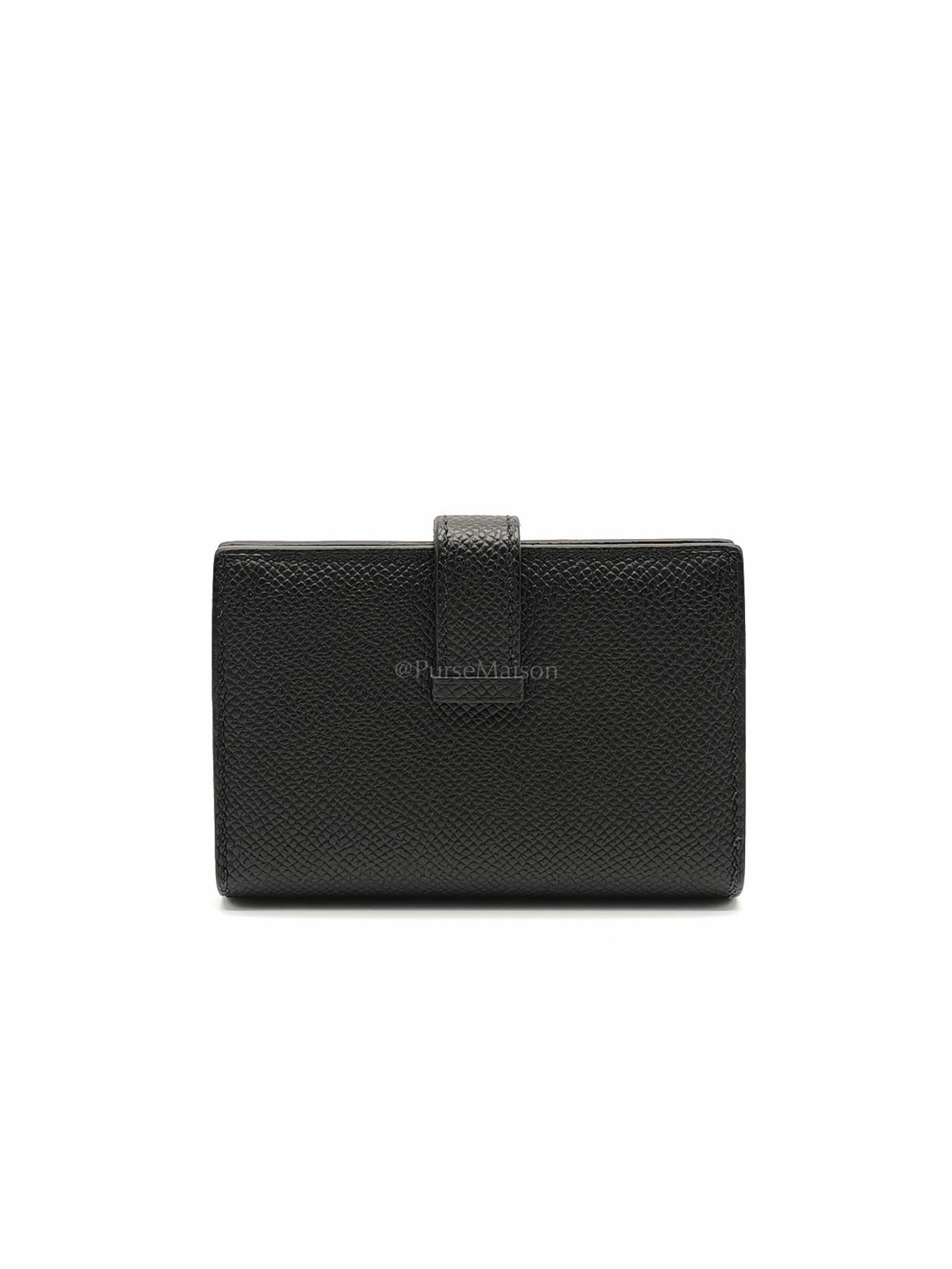 Bearn in Black Epsom Leather and Gold Hardware Card Holder Stamp B (2023) | Purse Maison Luxury Bags Shop