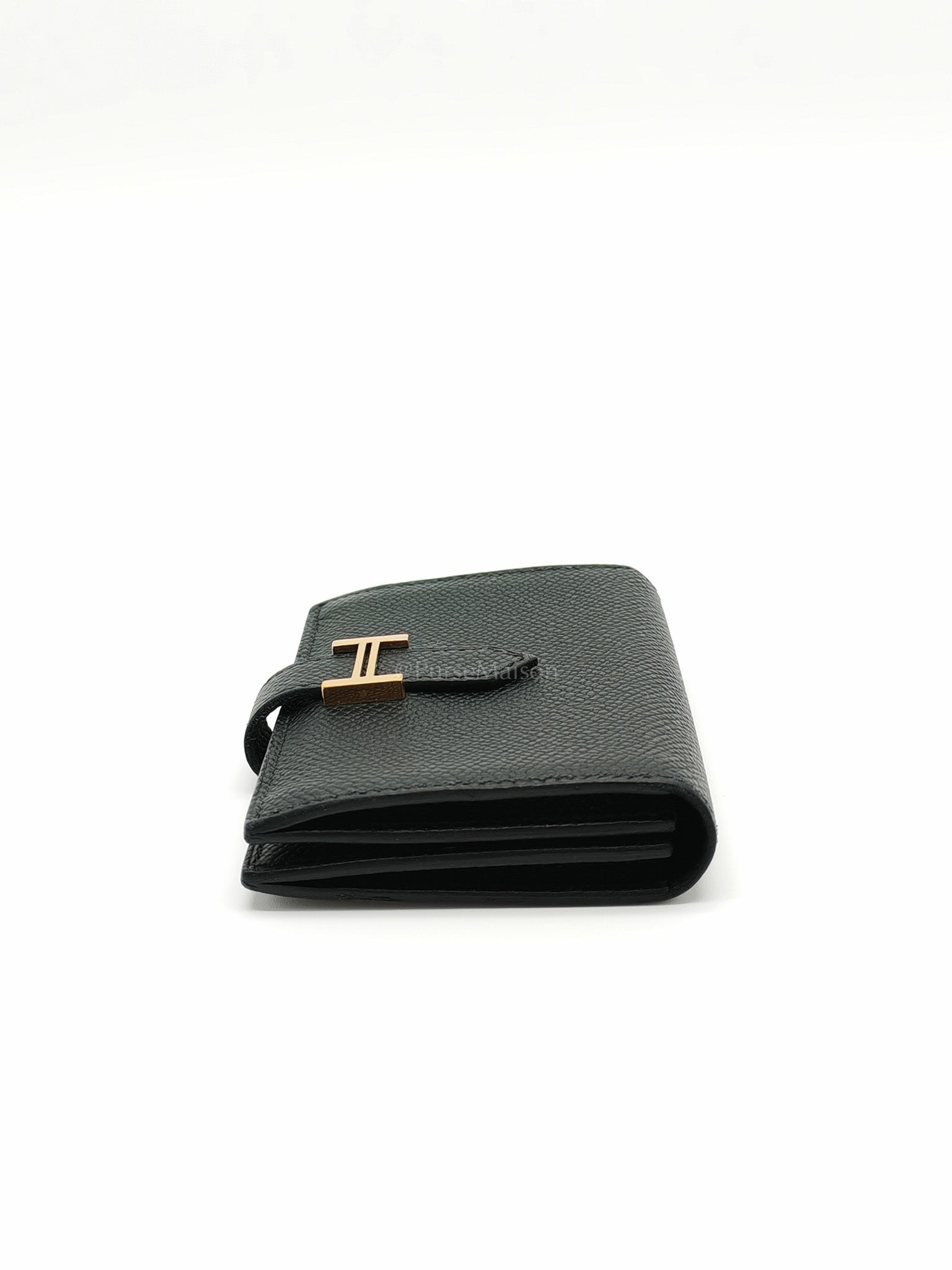 Bearn in Black Epsom Leather and Gold Hardware Card Holder Stamp B (2023) | Purse Maison Luxury Bags Shop