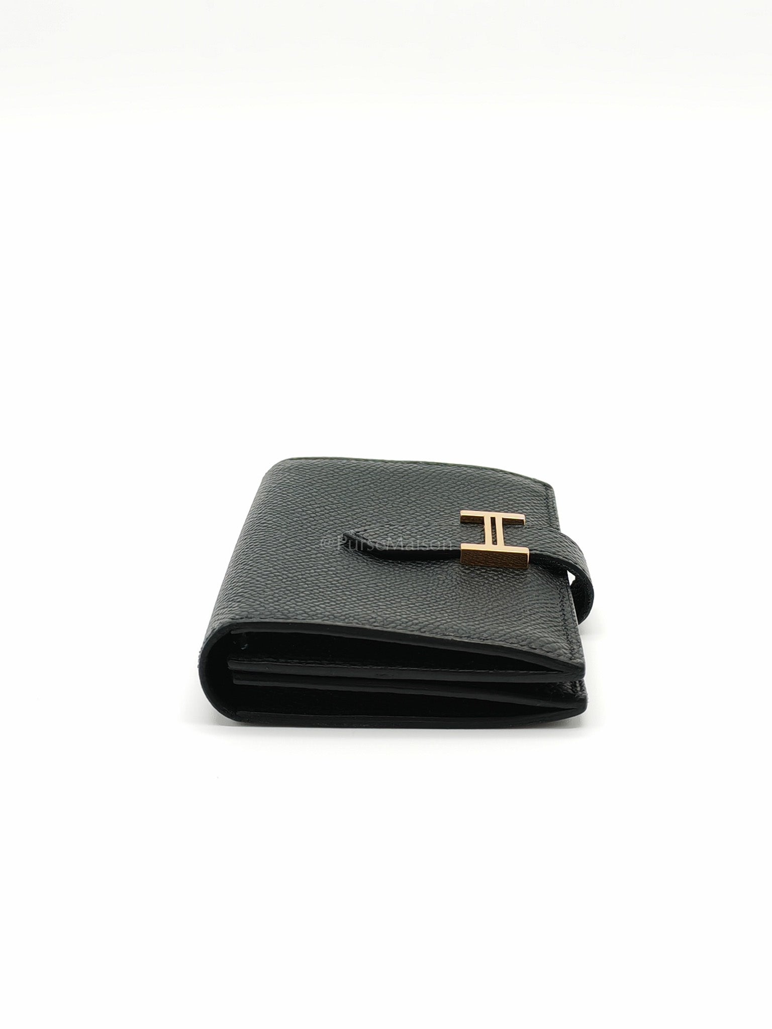 Bearn in Black Epsom Leather and Gold Hardware Card Holder Stamp B (2023) | Purse Maison Luxury Bags Shop
