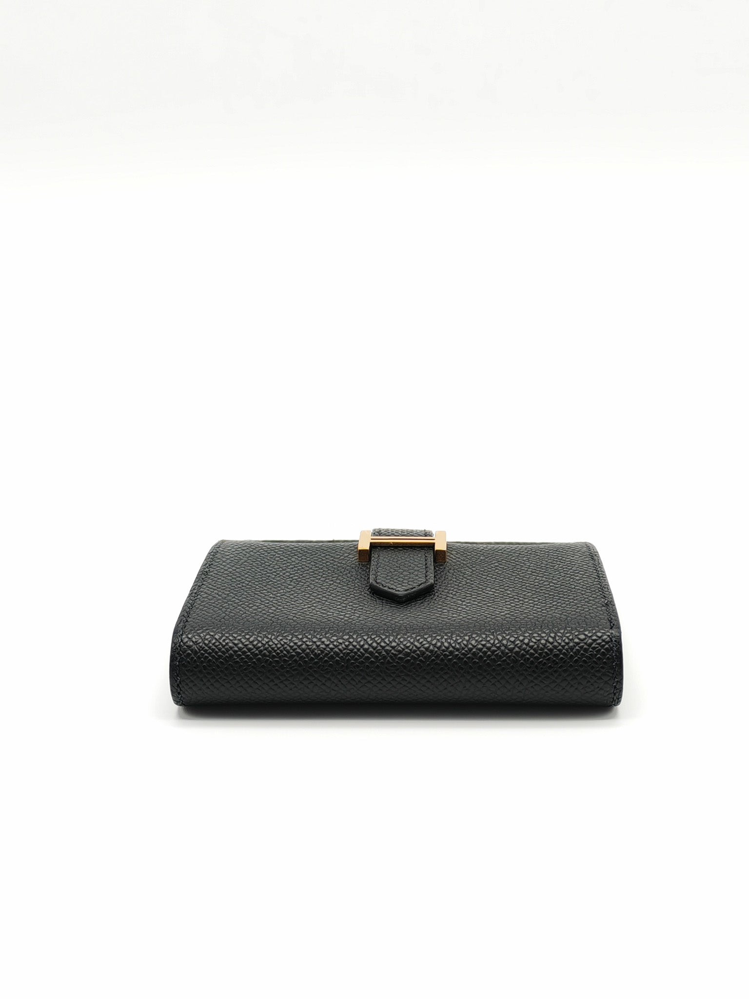 Bearn in Black Epsom Leather and Gold Hardware Card Holder Stamp B (2023) | Purse Maison Luxury Bags Shop