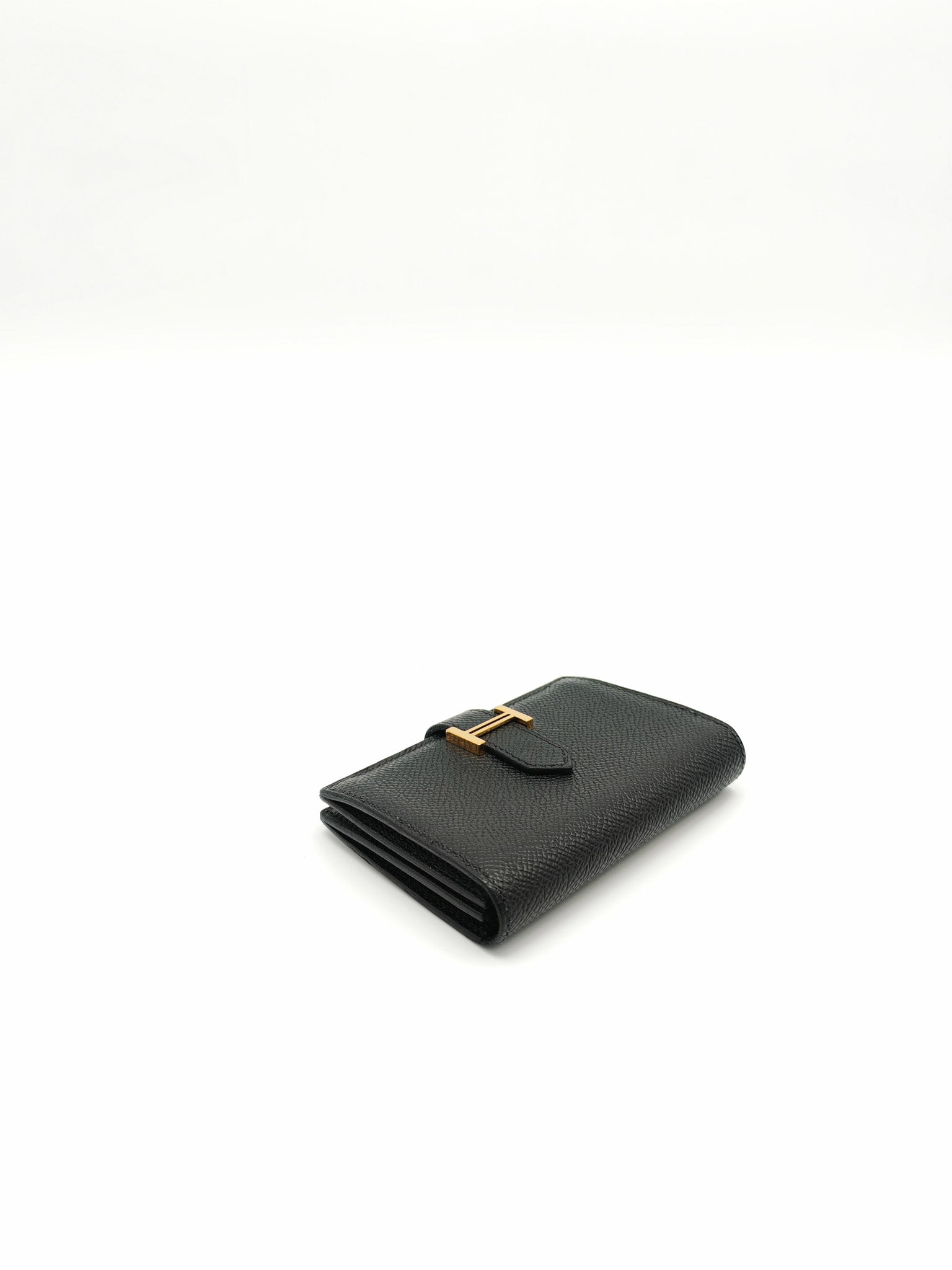 Bearn in Black Epsom Leather and Gold Hardware Card Holder Stamp B (2023) | Purse Maison Luxury Bags Shop