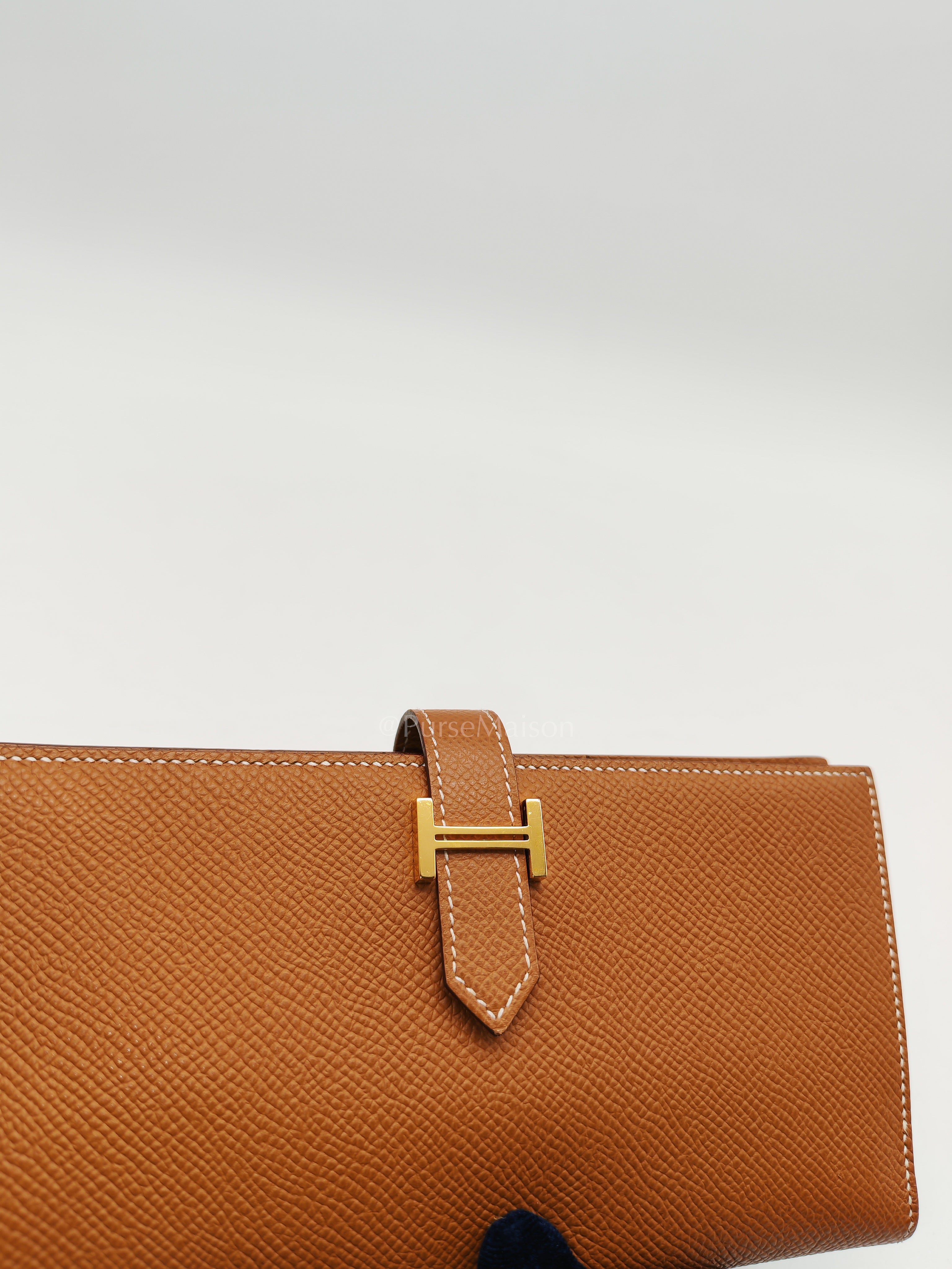 Bearn Long Wallet in Gold Epsom Leather and Gold Hardware Stamp U (2022) | Purse Maison Luxury Bags Shop