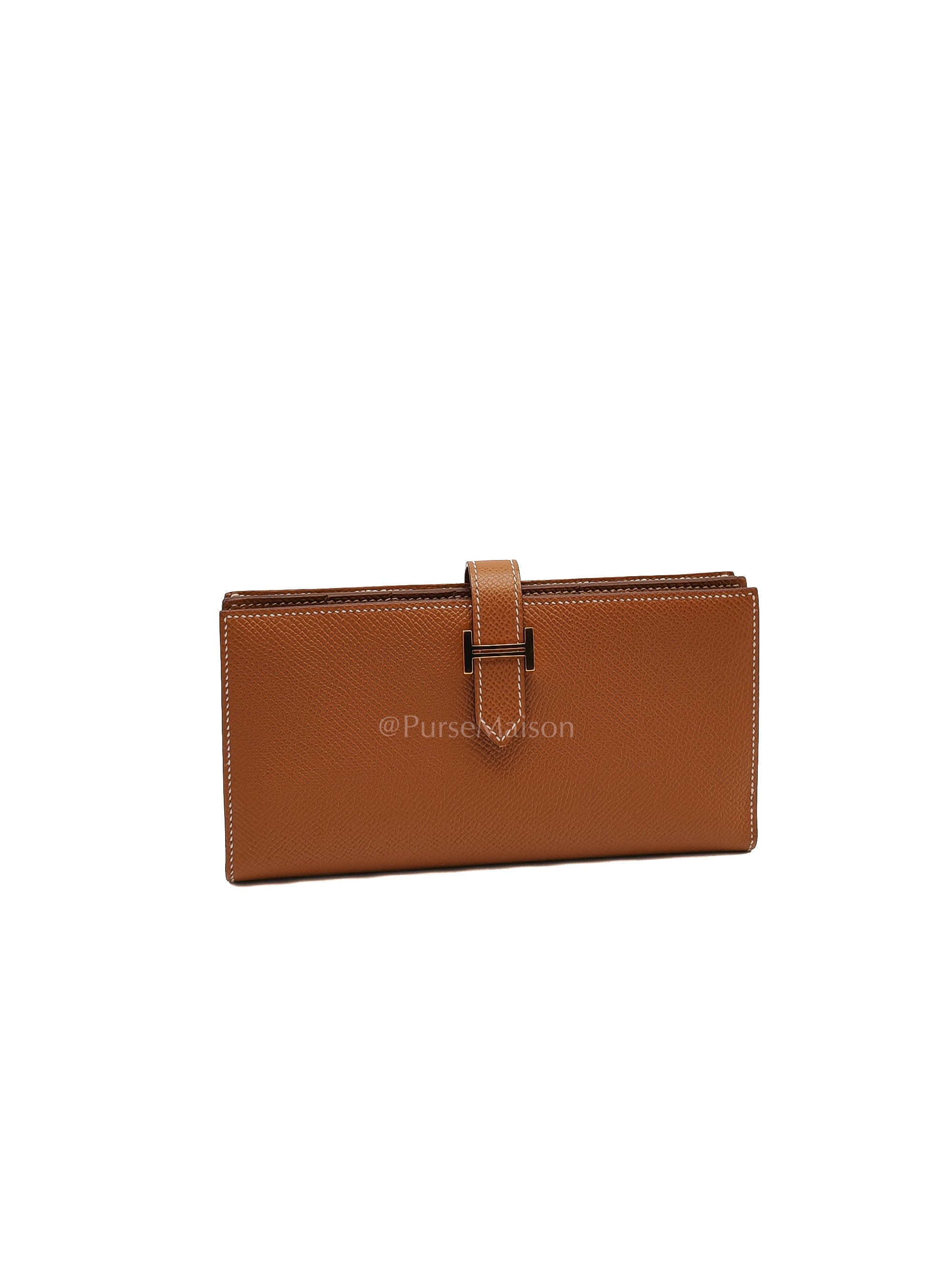 Bearn Long Wallet in Gold Epsom Leather and Gold Hardware Stamp U (2022) | Purse Maison Luxury Bags Shop