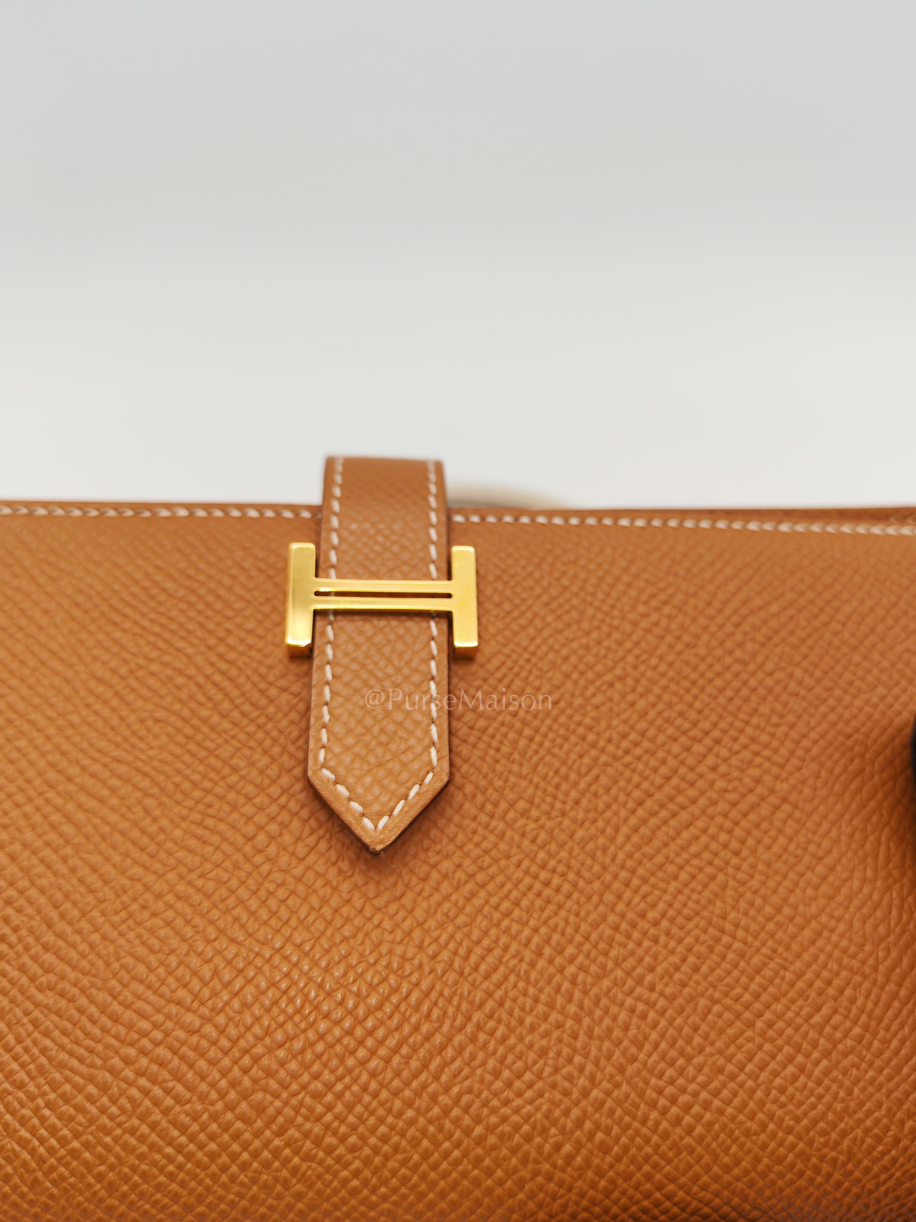 Bearn Long Wallet in Gold Epsom Leather and Gold Hardware Stamp U (2022) | Purse Maison Luxury Bags Shop