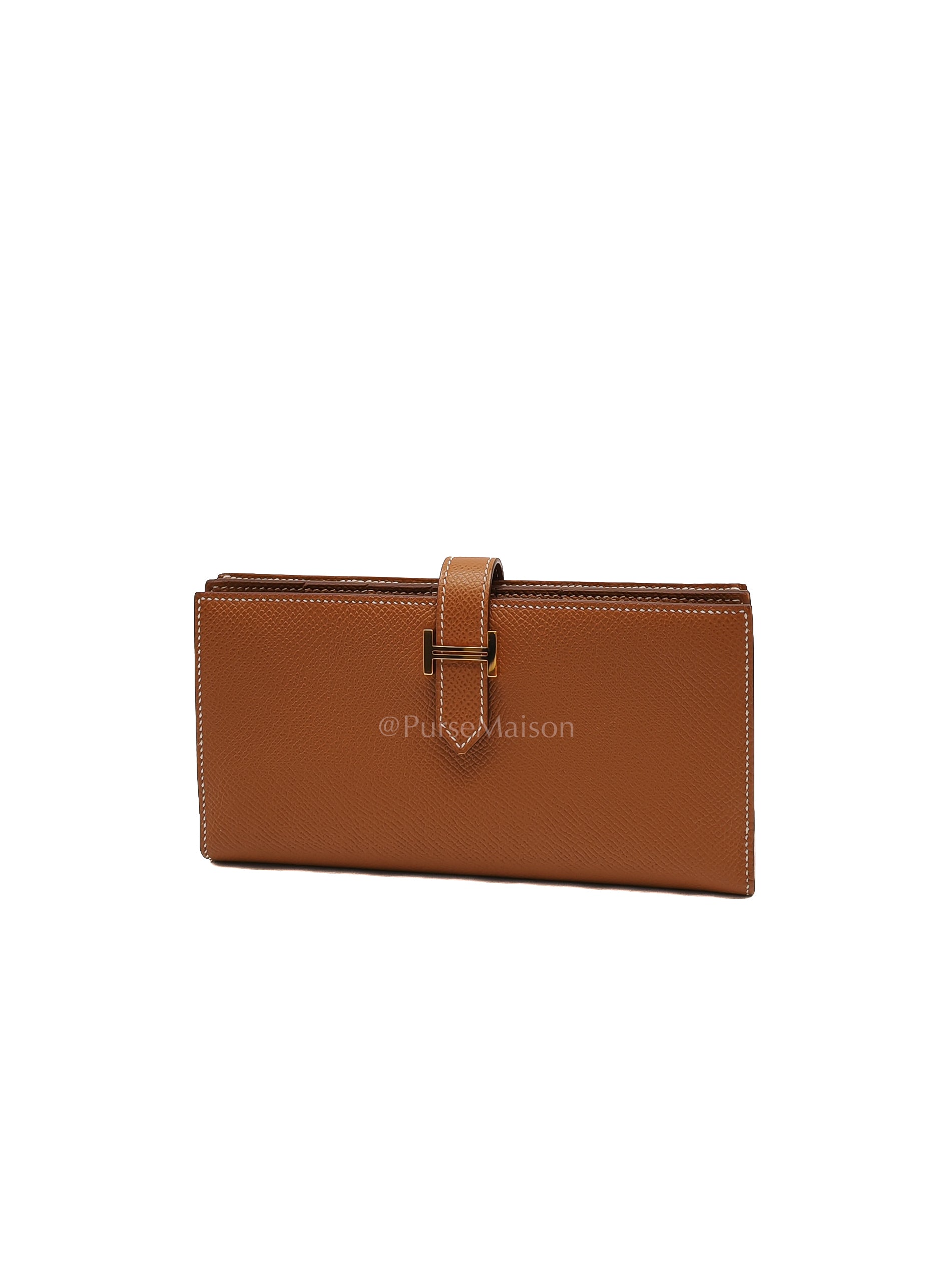 Bearn Long Wallet in Gold Epsom Leather and Gold Hardware Stamp U (2022) | Purse Maison Luxury Bags Shop