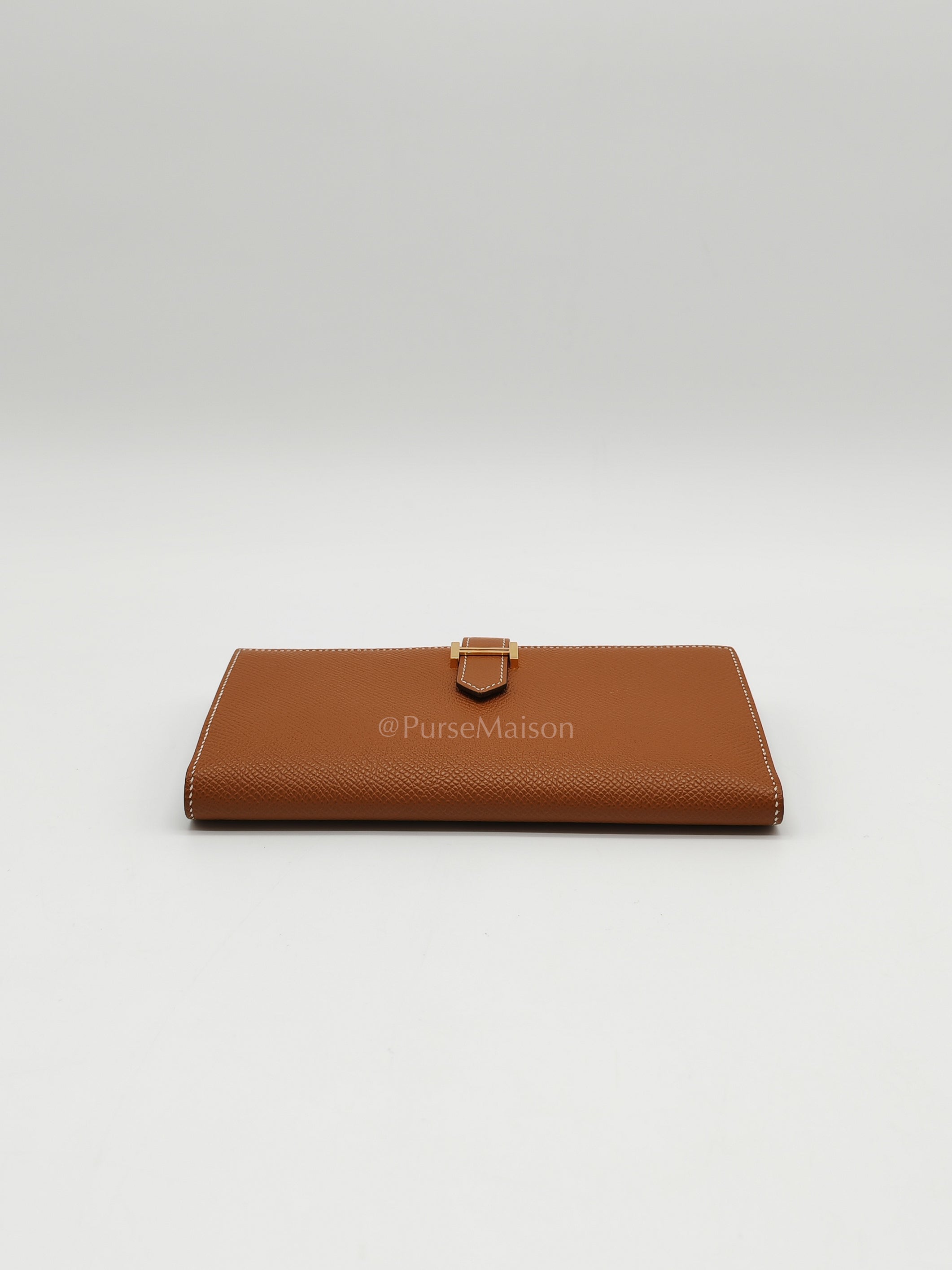 Bearn Long Wallet in Gold Epsom Leather and Gold Hardware Stamp U (2022) | Purse Maison Luxury Bags Shop