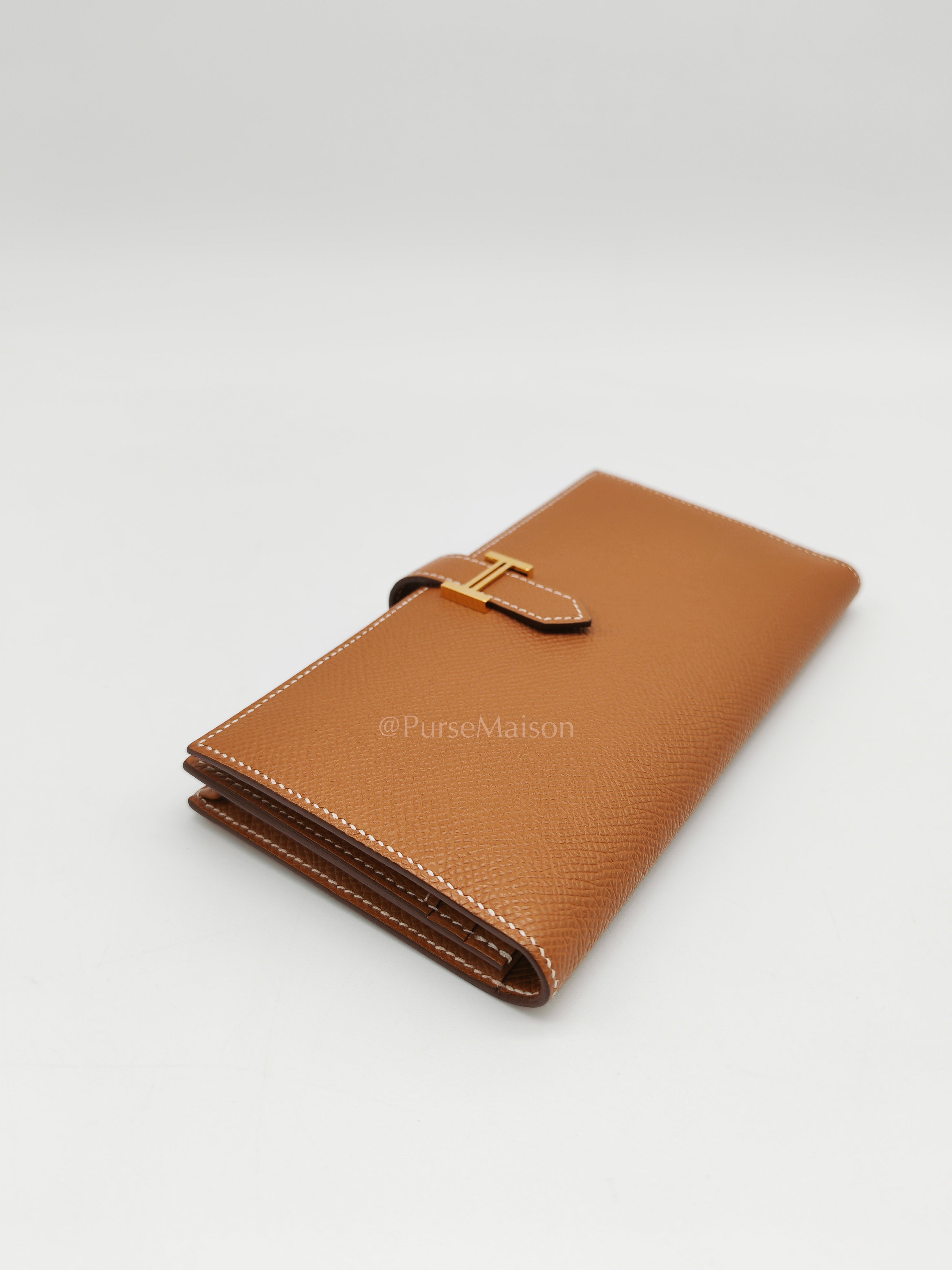 Bearn Long Wallet in Gold Epsom Leather and Gold Hardware Stamp U (2022) | Purse Maison Luxury Bags Shop