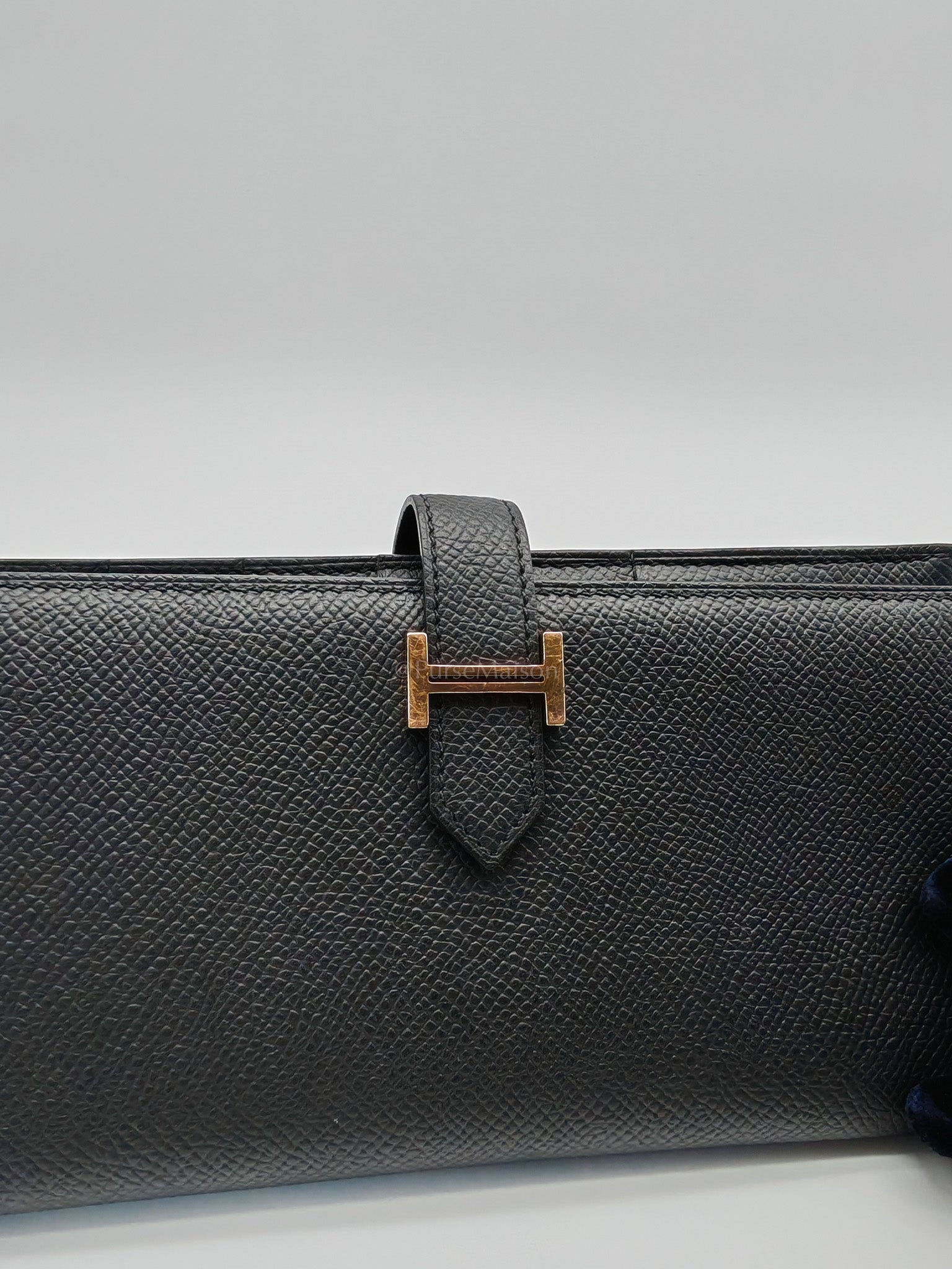 Bearn Long Wallet in Gusset Noir Epsom Leather Gold Hardware Stamp Y(2020) | Purse Maison Luxury Bags Shop